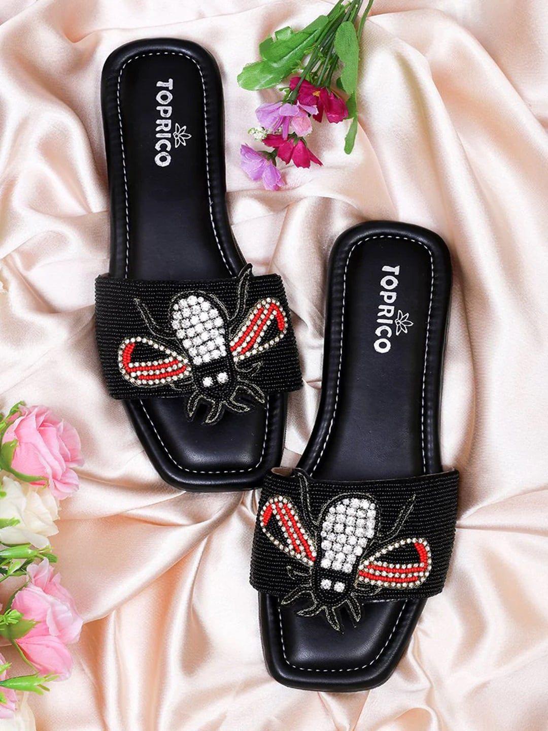 toprico embellished open toe flats