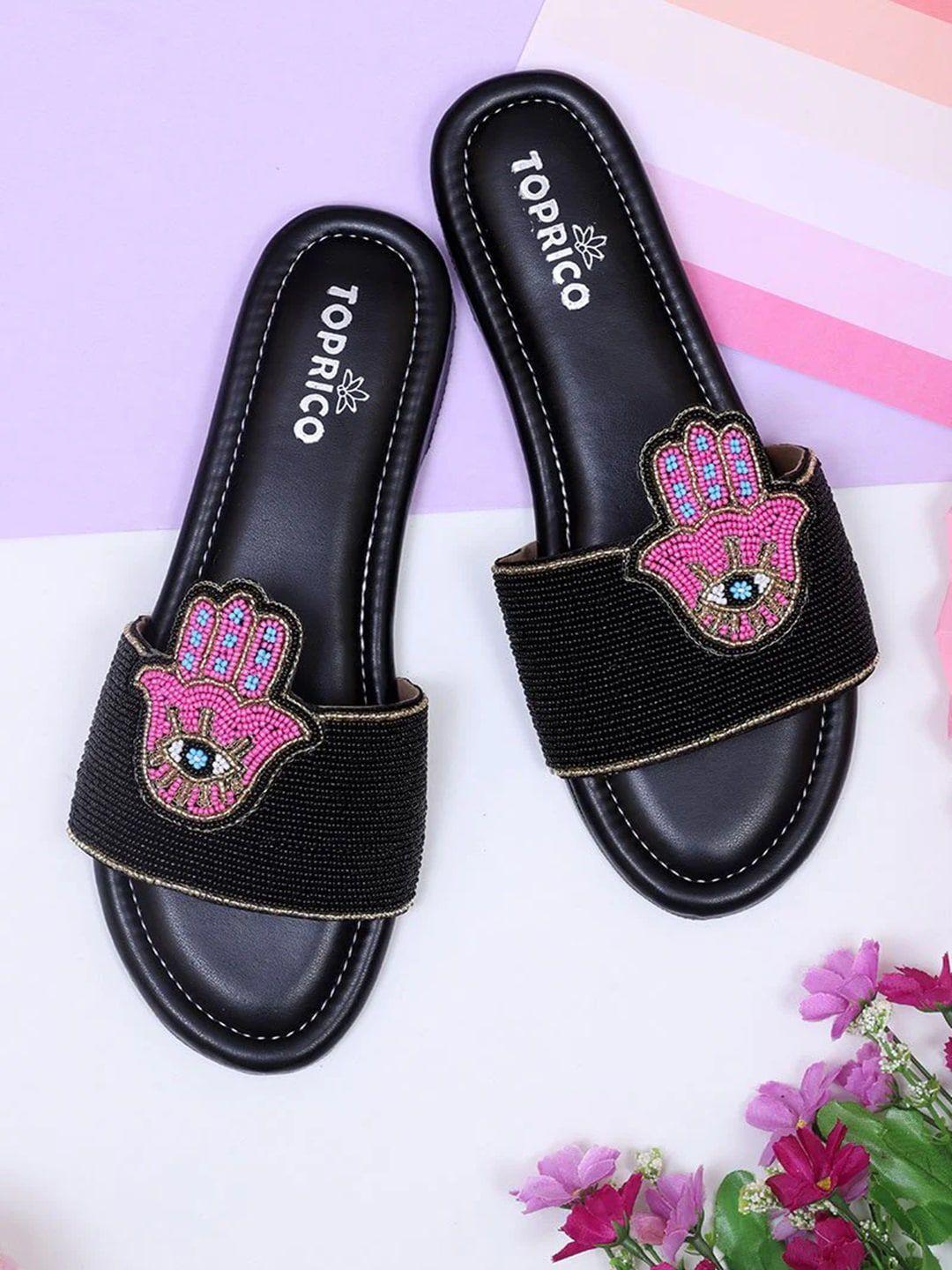 toprico embellished open toe flats