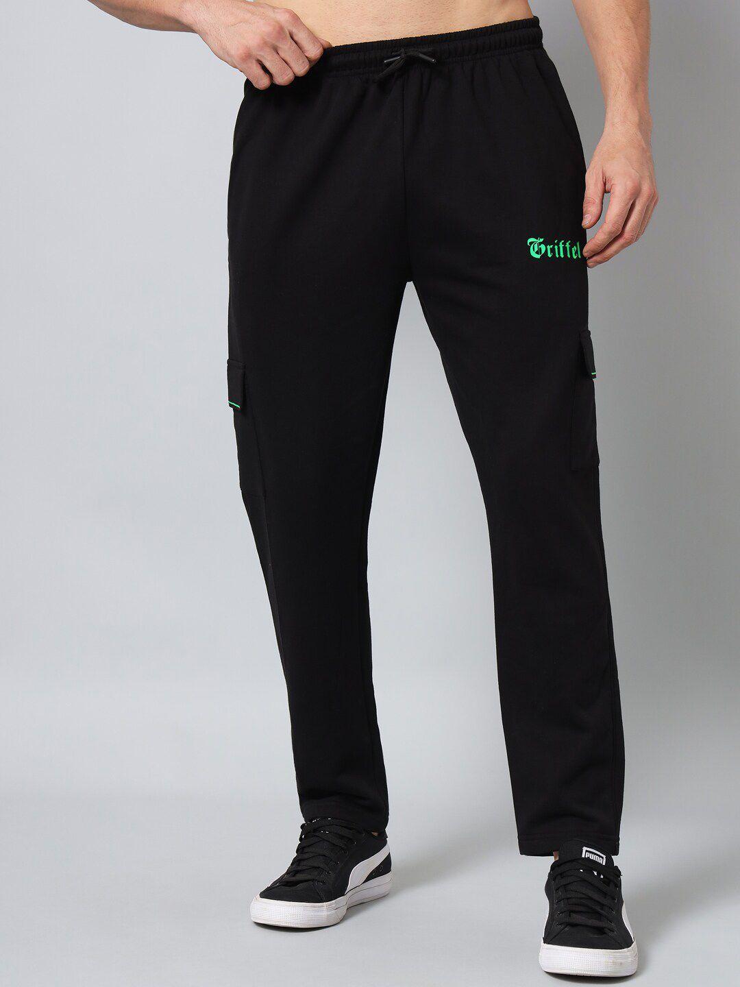 griffel men typography printed fleece track pants