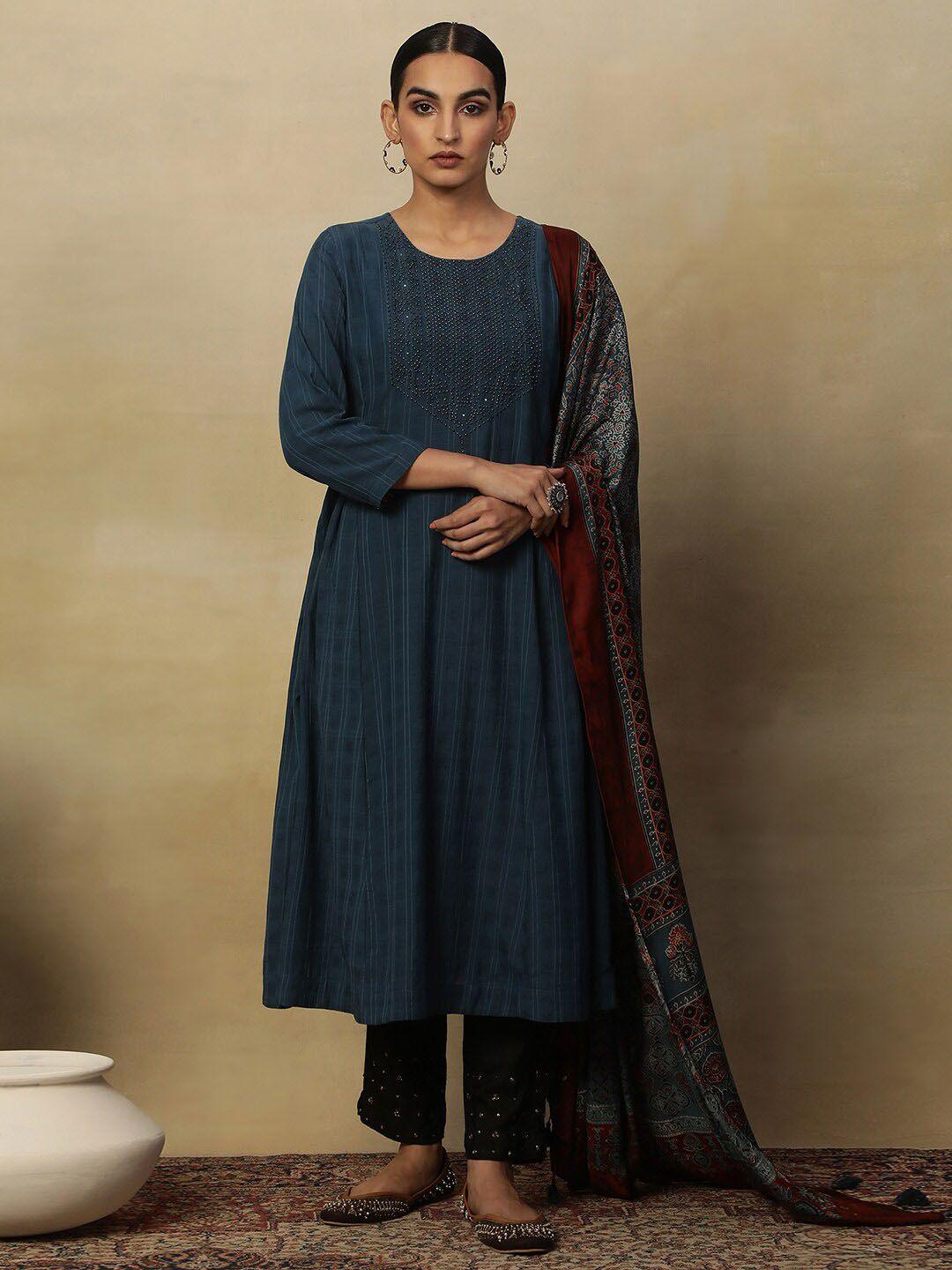 w striped anarkali kurta