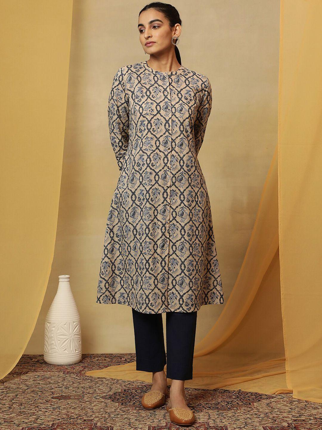 w ethnic motif printed a-line kurta