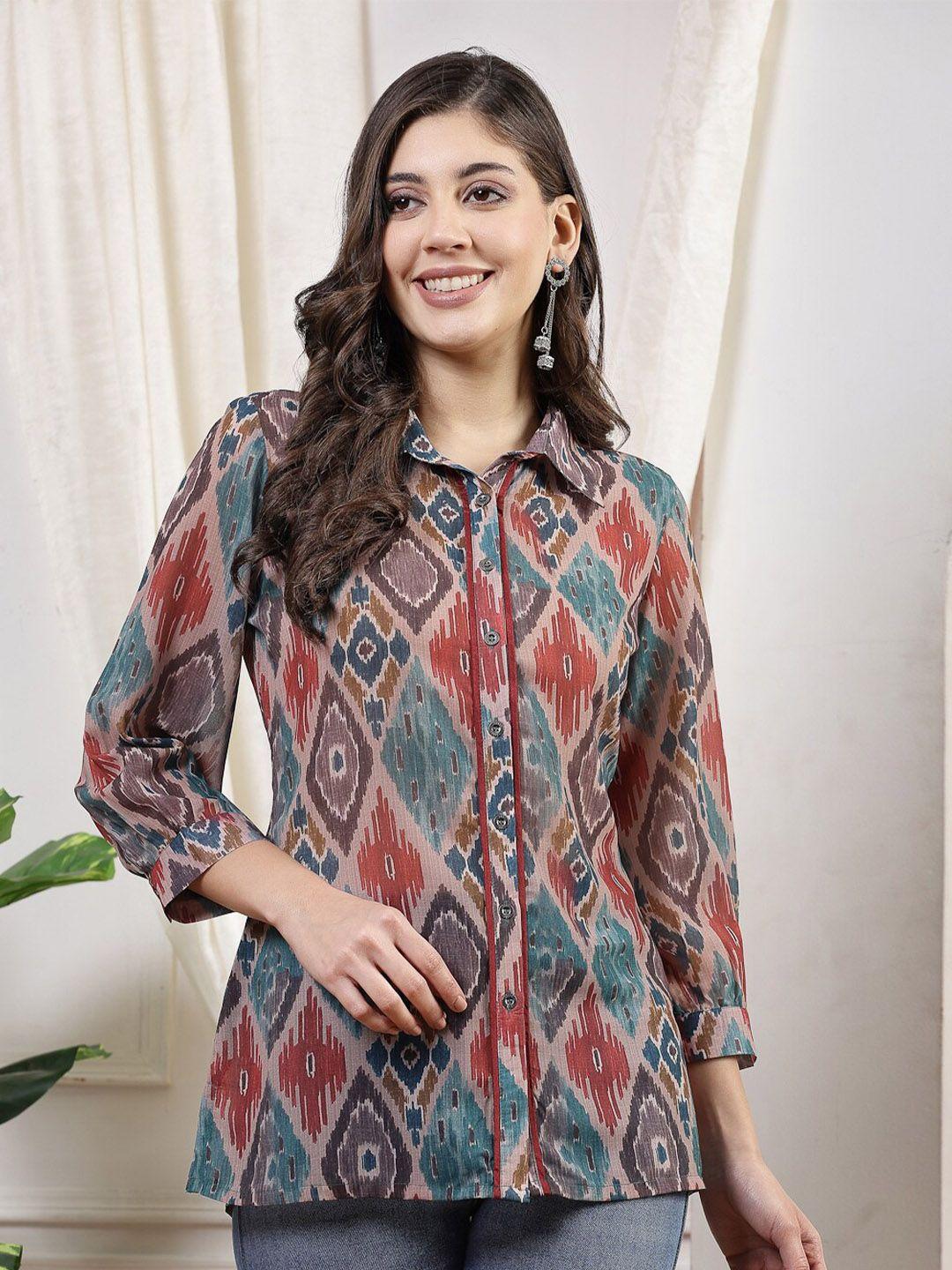 nayam by lakshita smart geometric printed casual shirt