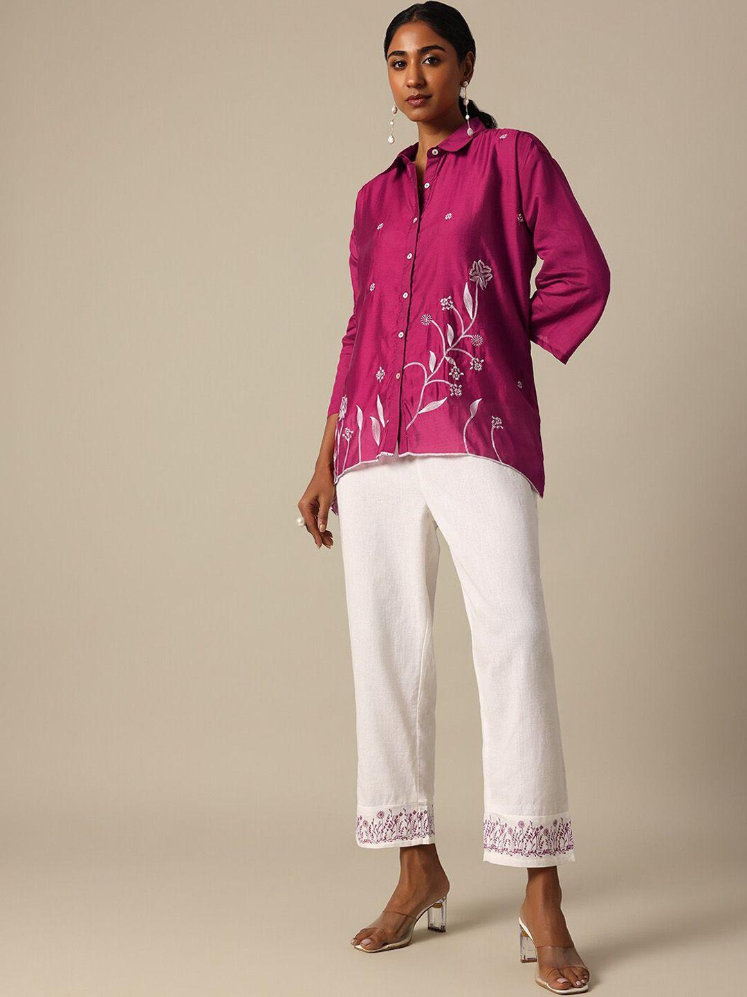 kurta and pant set in cotton silk