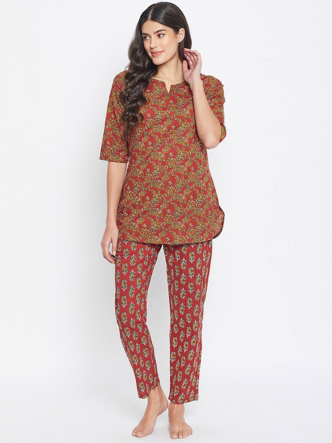 urban komfort floral printed pure cotton night suit