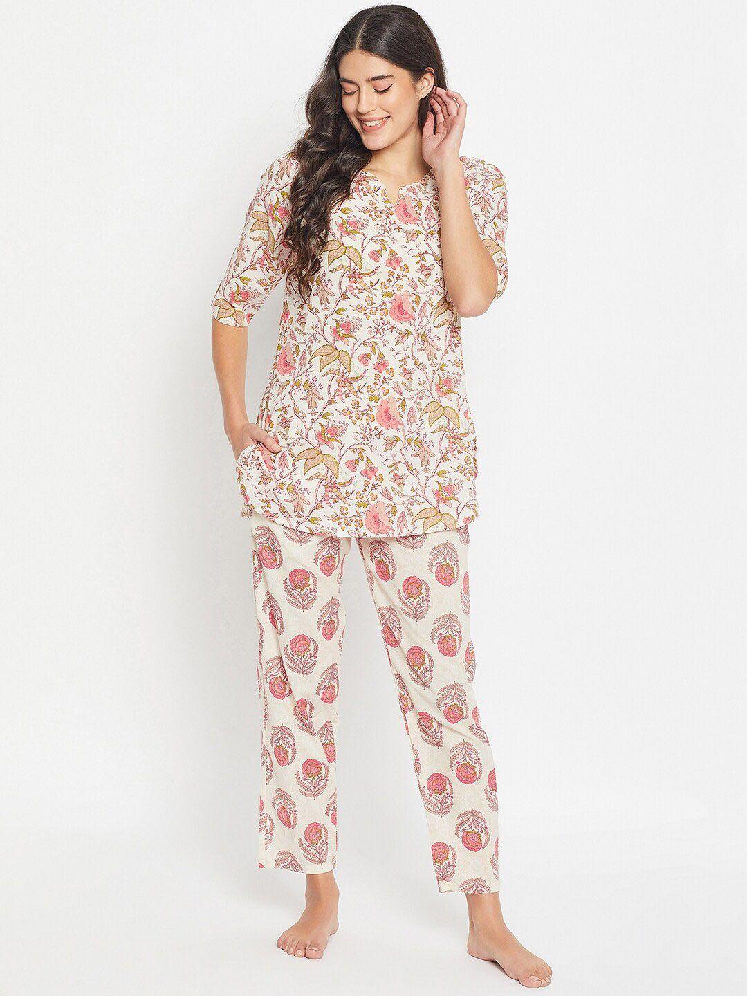 urban komfort floral printed pure cotton night suit