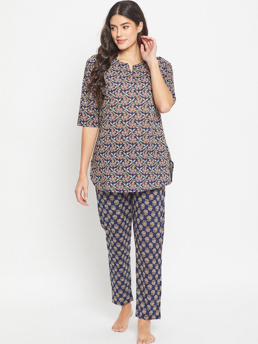 urban komfort floral printed pure cotton night suit