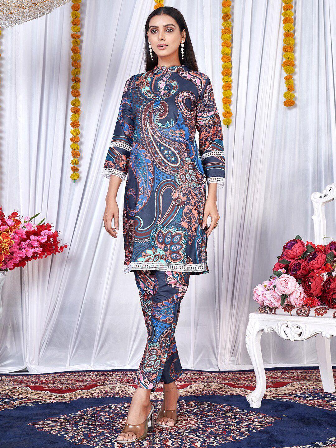 virah fashion women multicoloured printed kurta with trousers