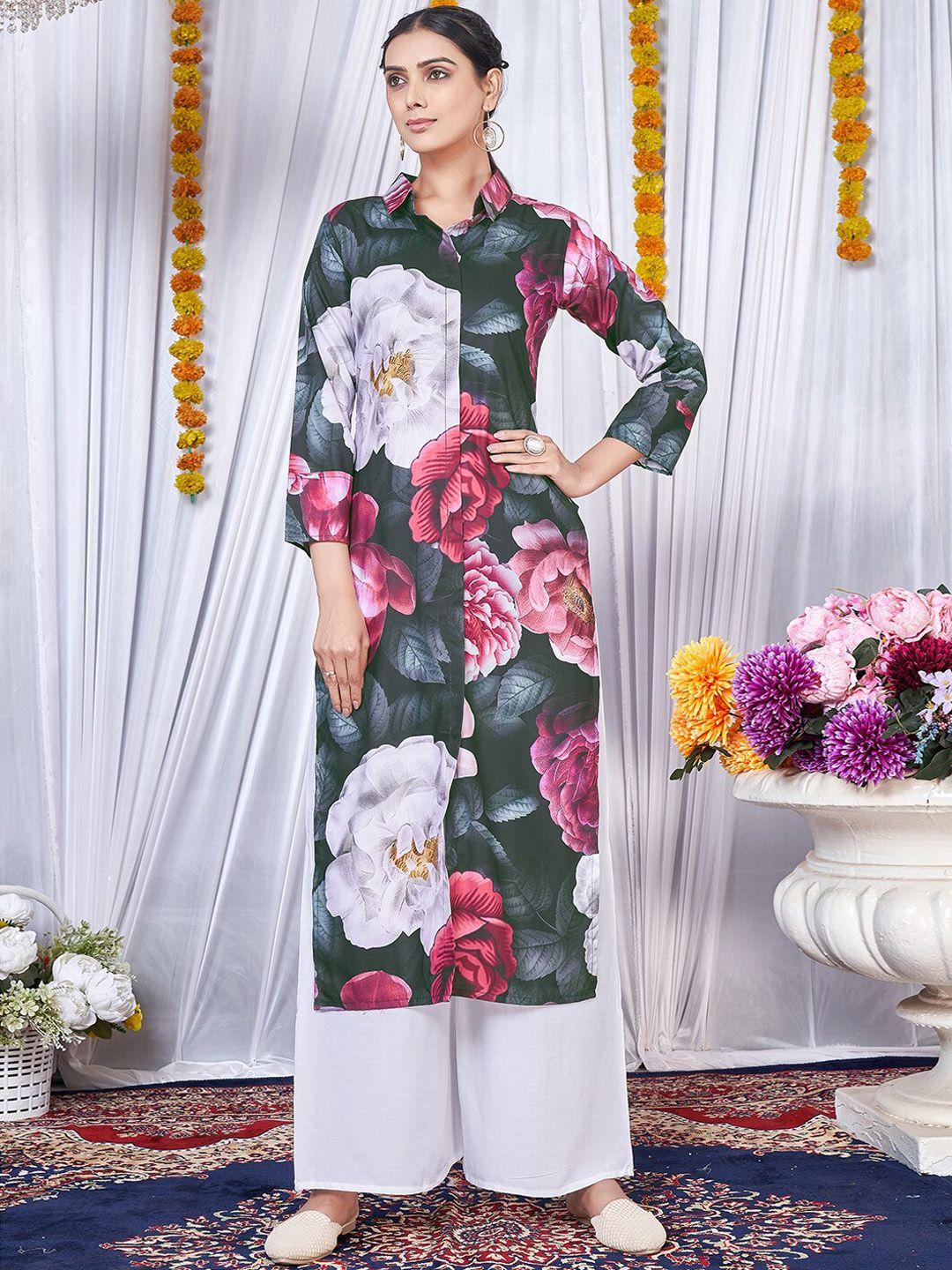 virah fashion women multicoloured printed kurta with palazzos