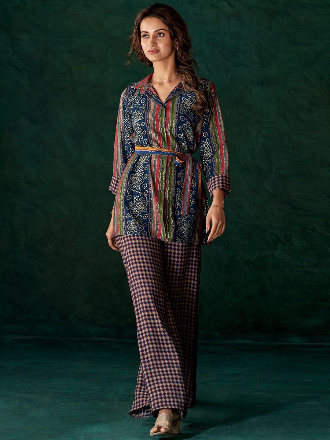 dresoul ethnic motifs printed tunic with palazzos