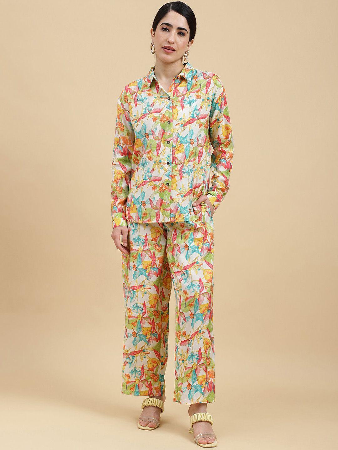 here&now printed collar shirt with trousers co-ords