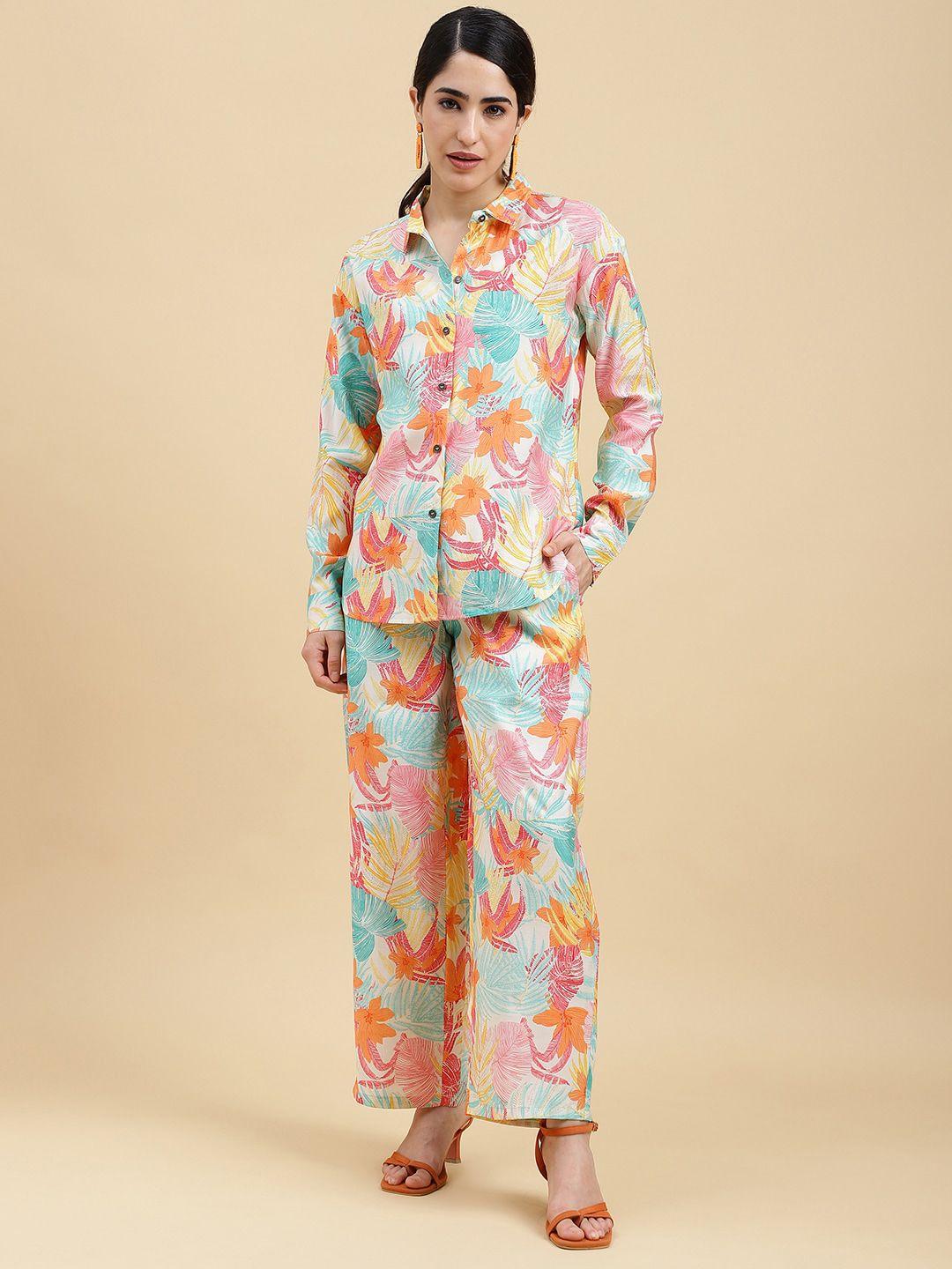 here&now printed collar shirt with trousers co-ords