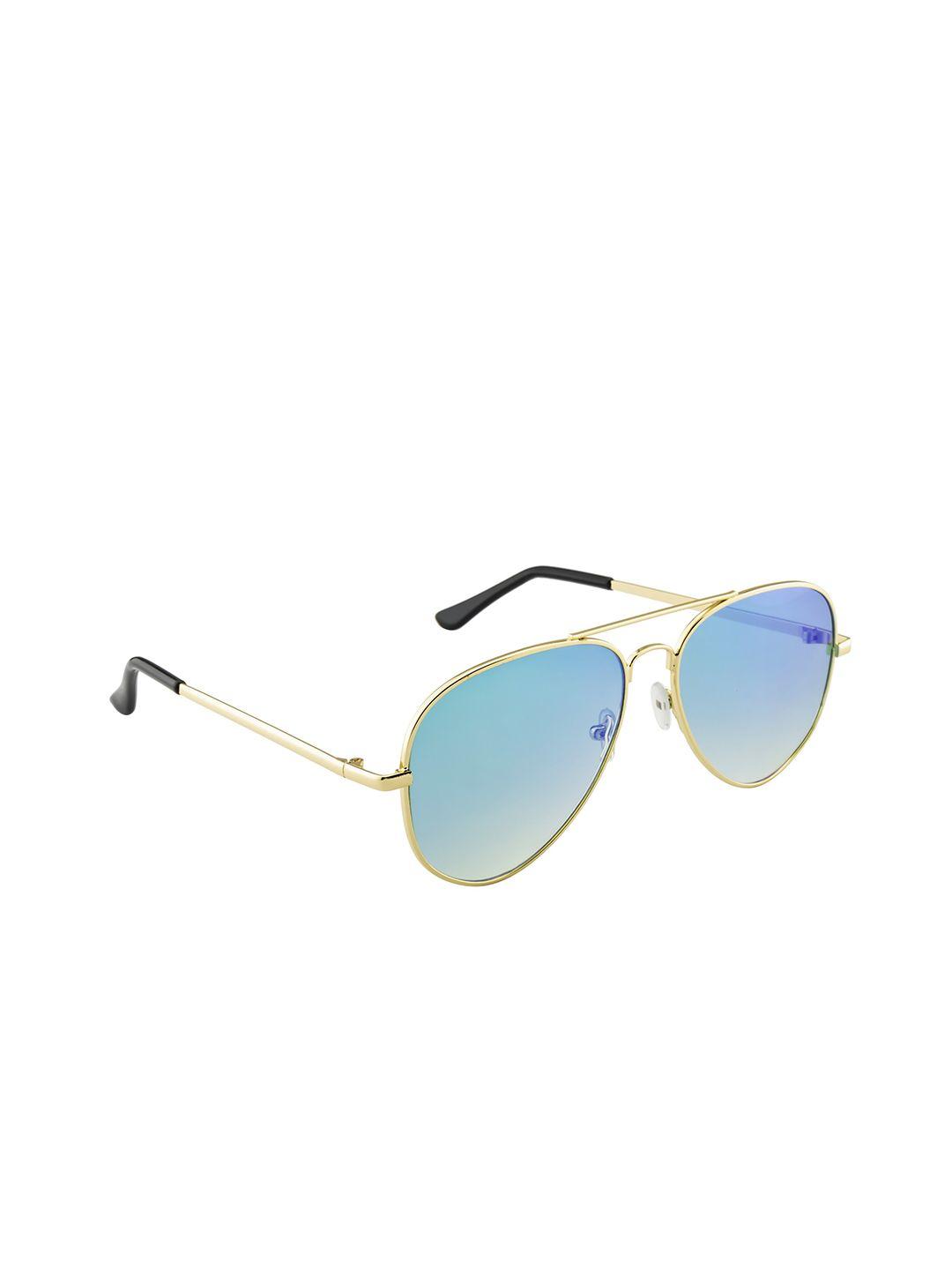 wrogn unisex grey lens & gold-toned aviator sunglasses with uv protected lens