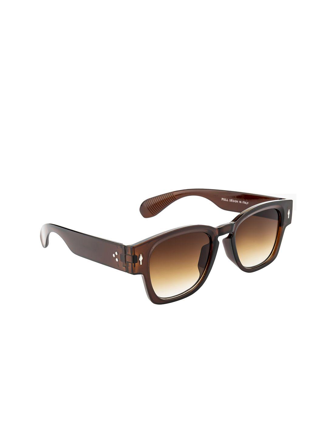 wrogn unisex grey lens & brown wayfarer sunglasses with uv protected lens