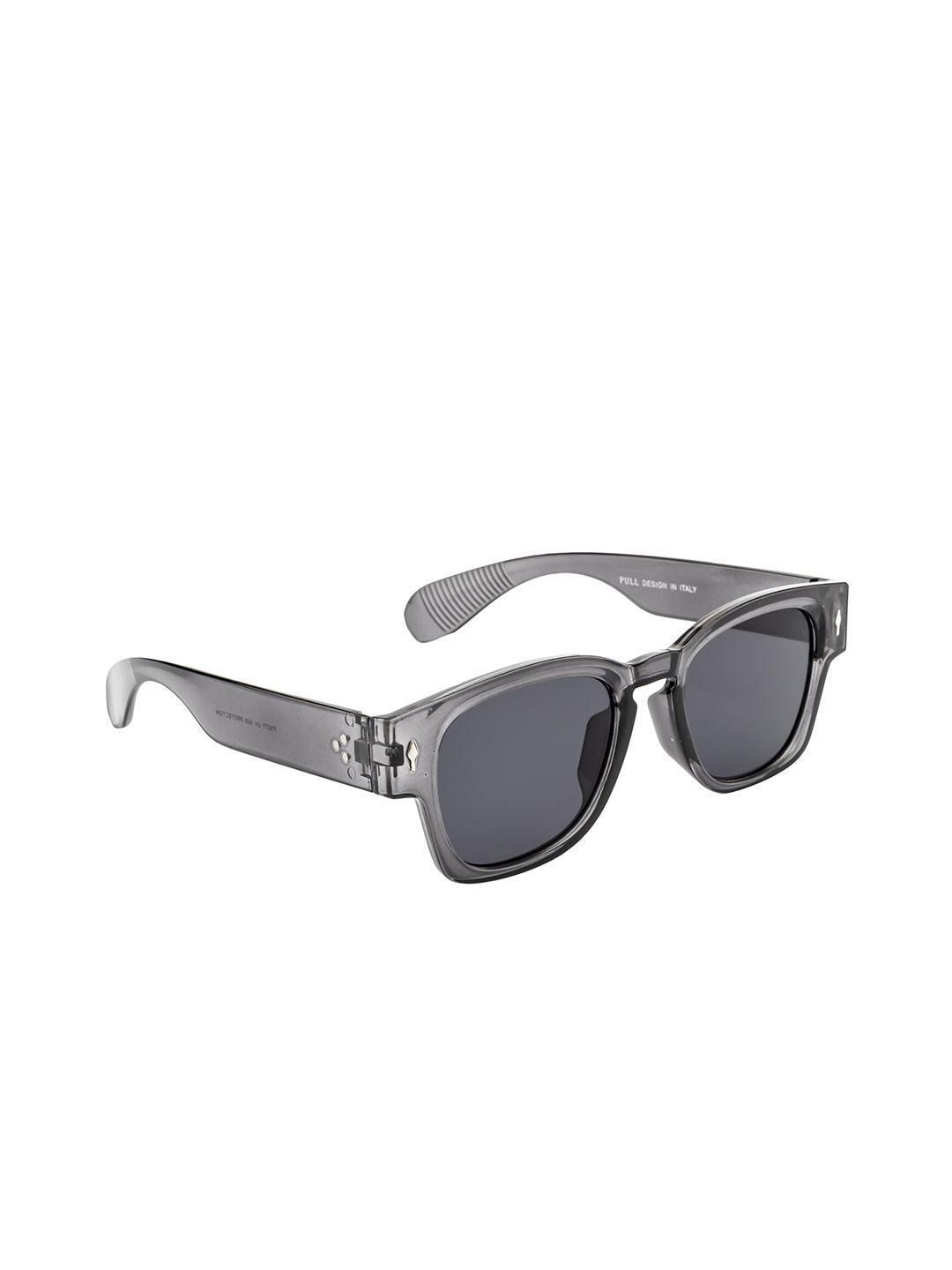 wrogn unisex brown lens & gunmetal-toned wayfarer sunglasses with uv protected lens