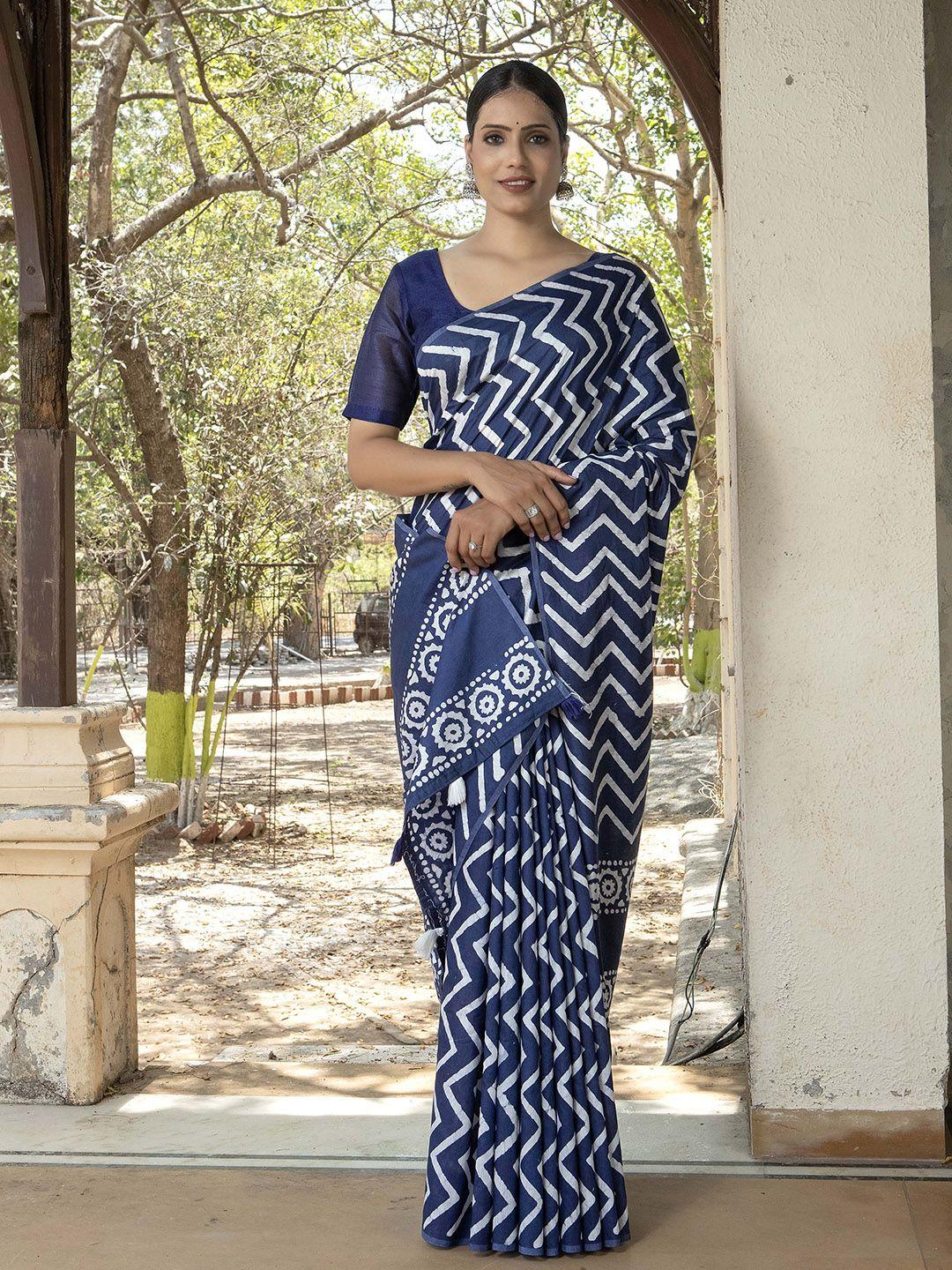 stylefables blue pure cotton saree