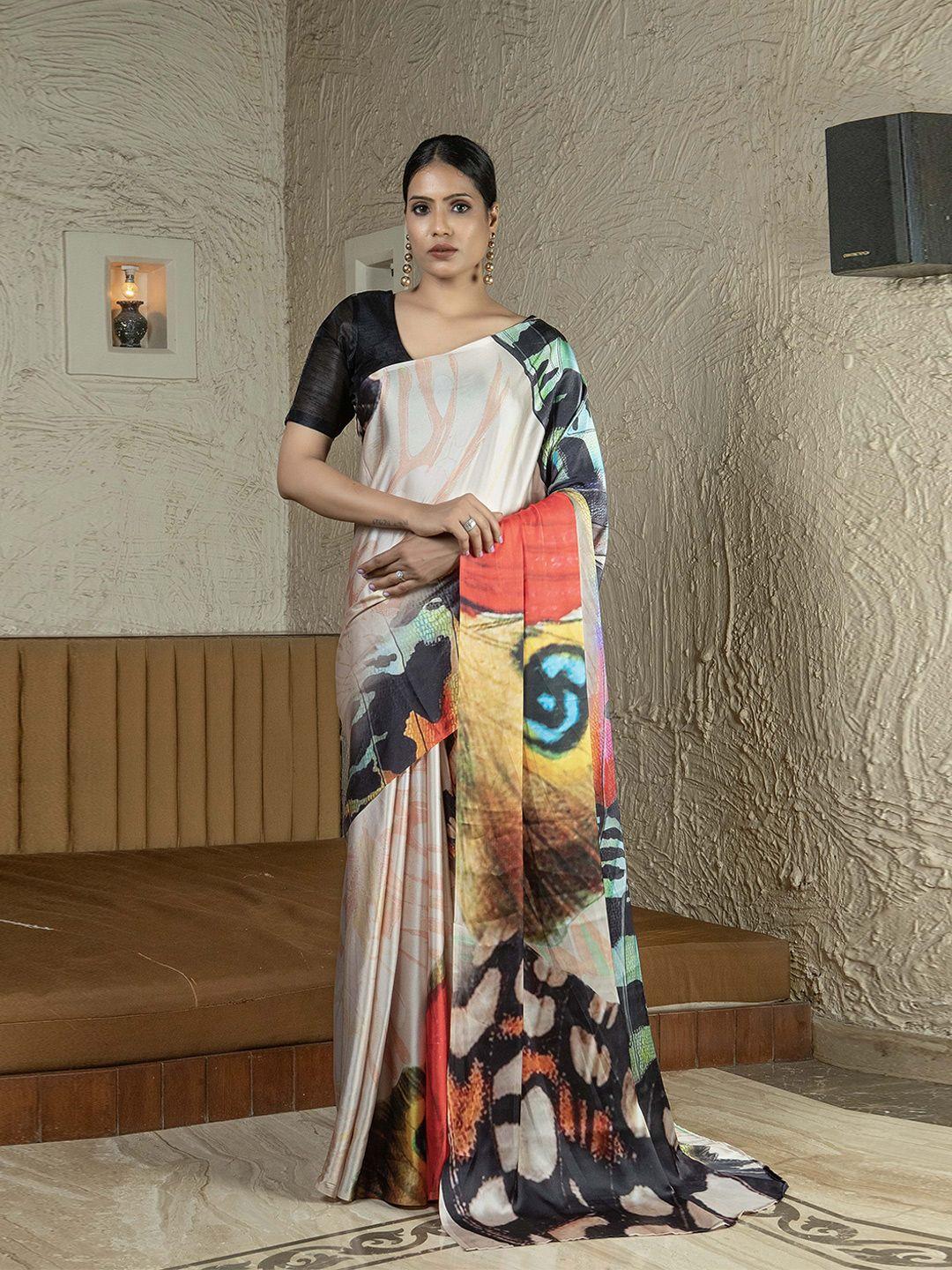 stylefables multicoloured satin saree