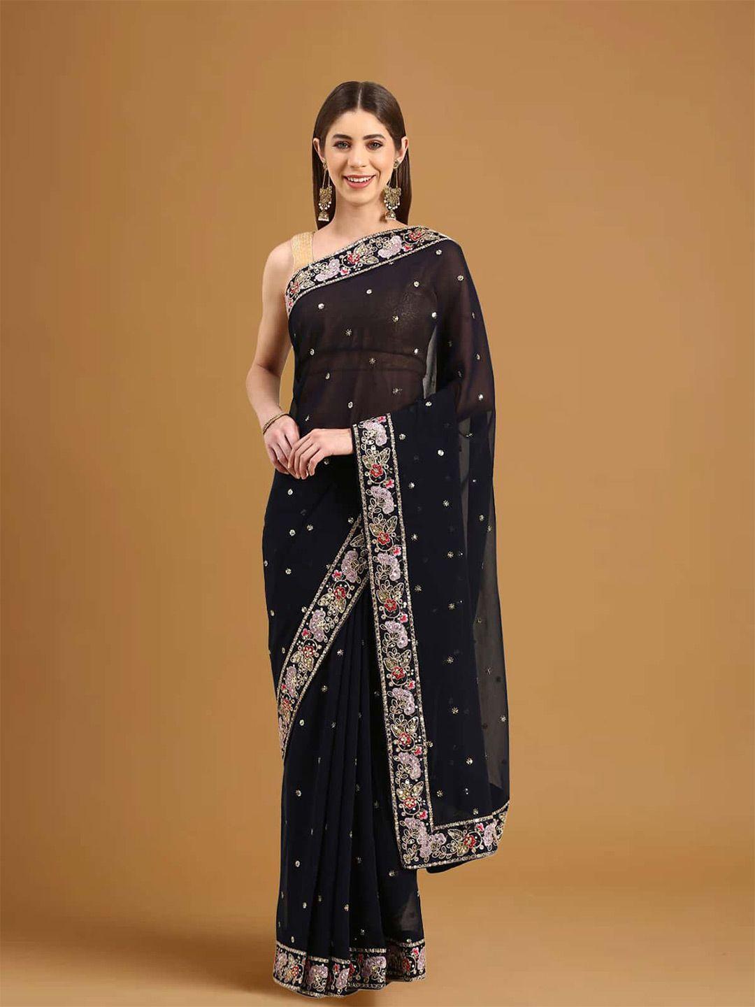 stylefables blue poly georgette saree