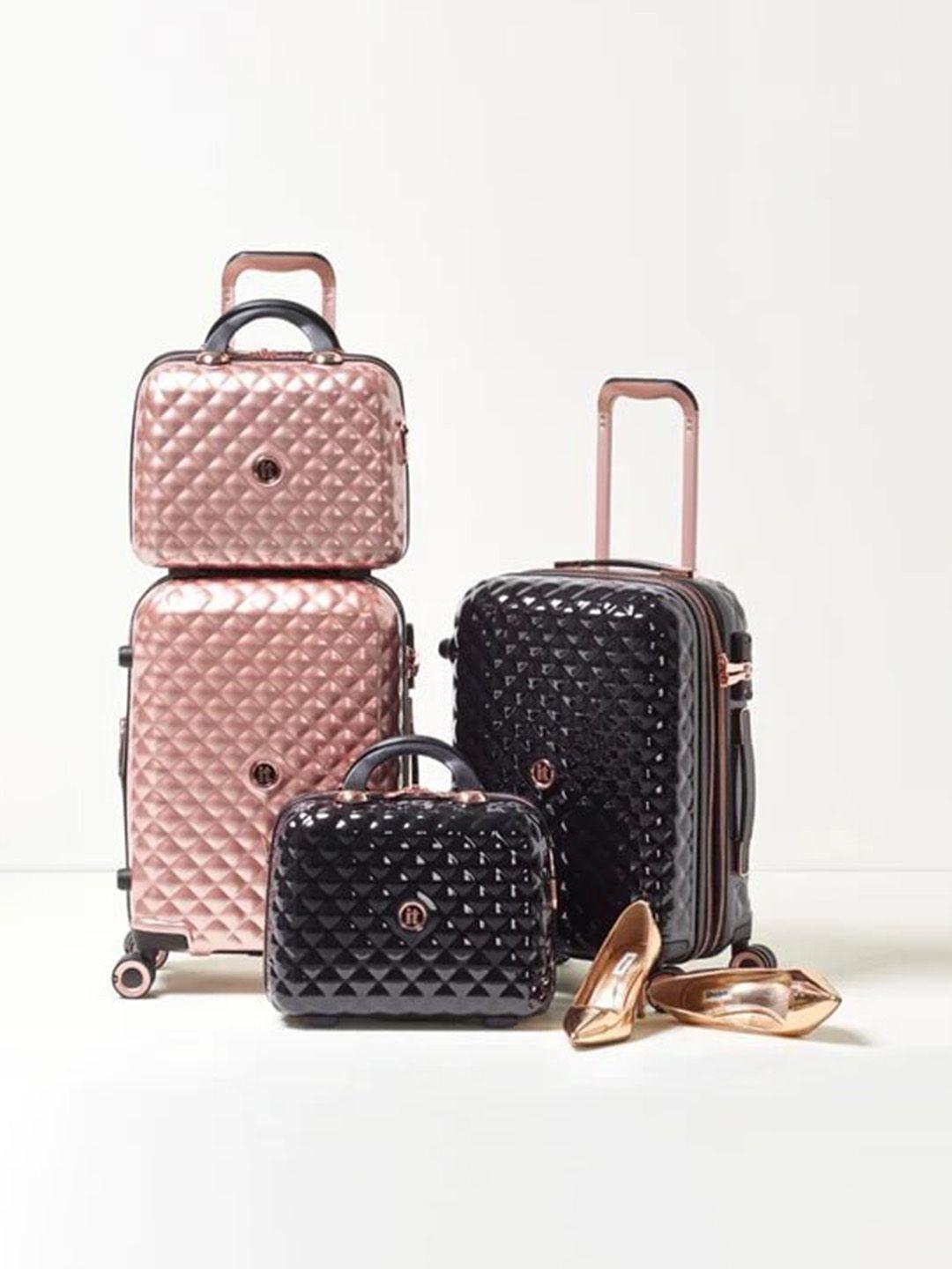 it luggage glitzy textured hard-sided cabin trolley bag