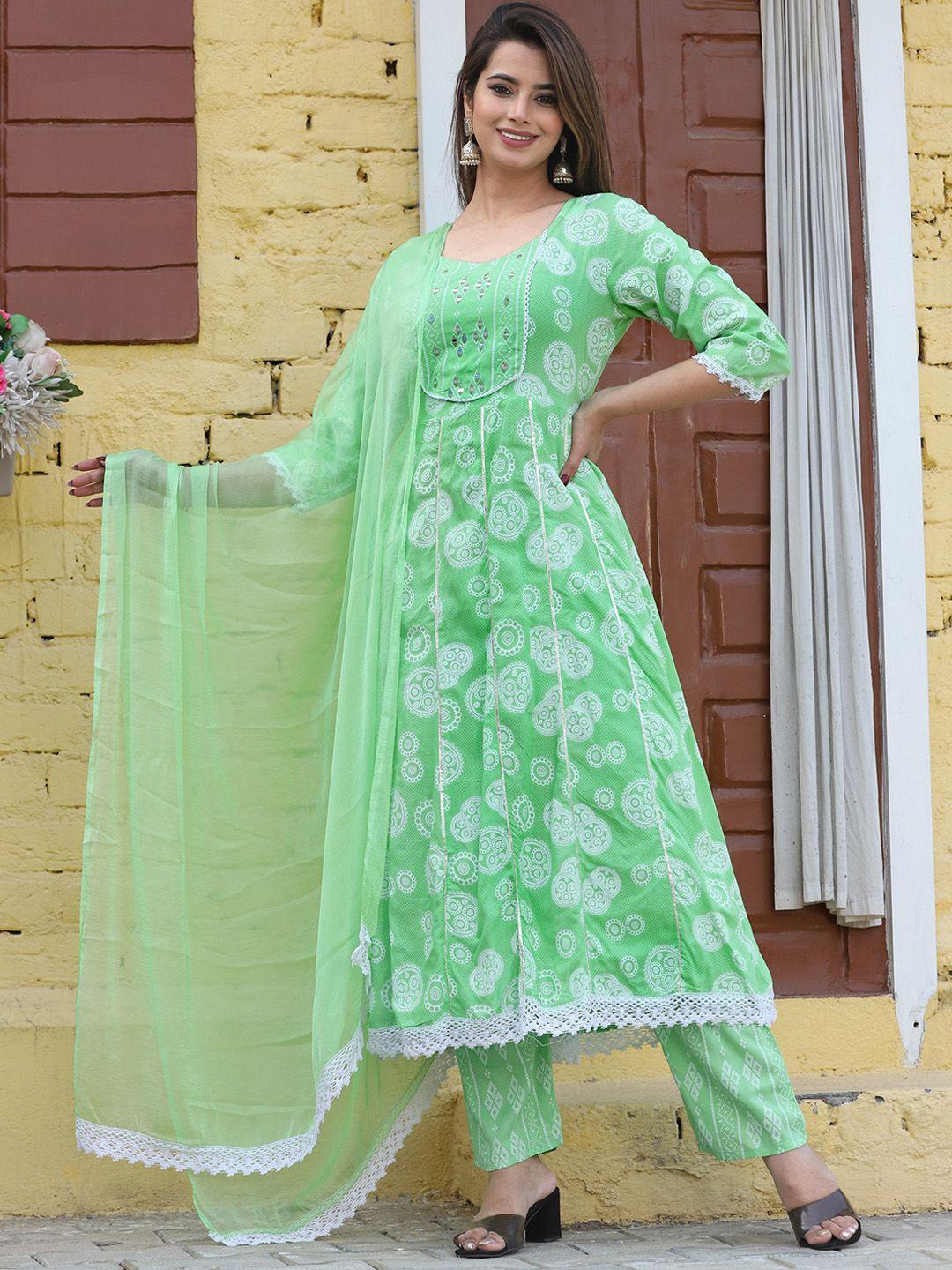 singni ethnic motifs printed kurta & trousers with dupatta