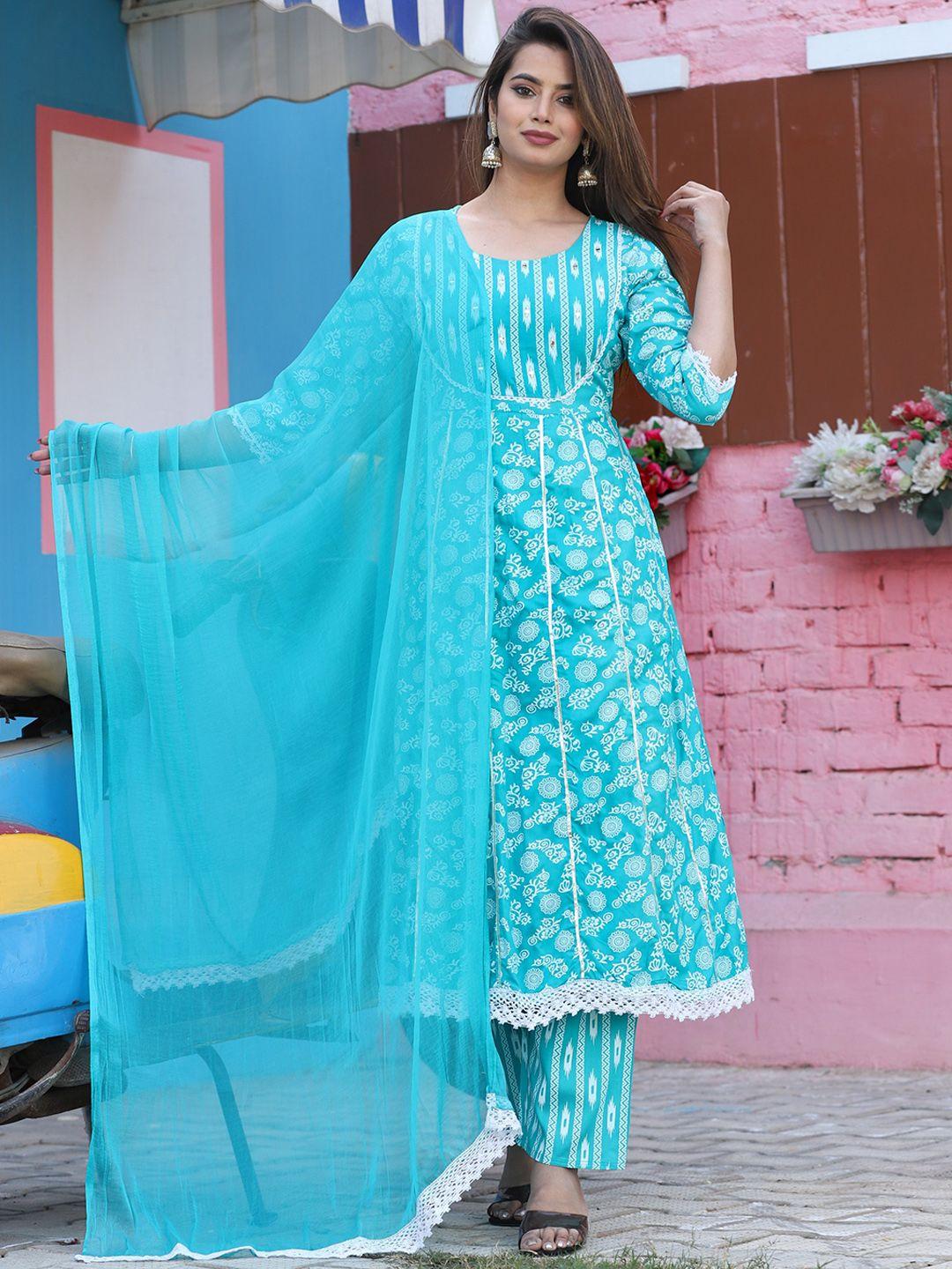 singni ethnic motifs printed kurta & trousers with dupatta