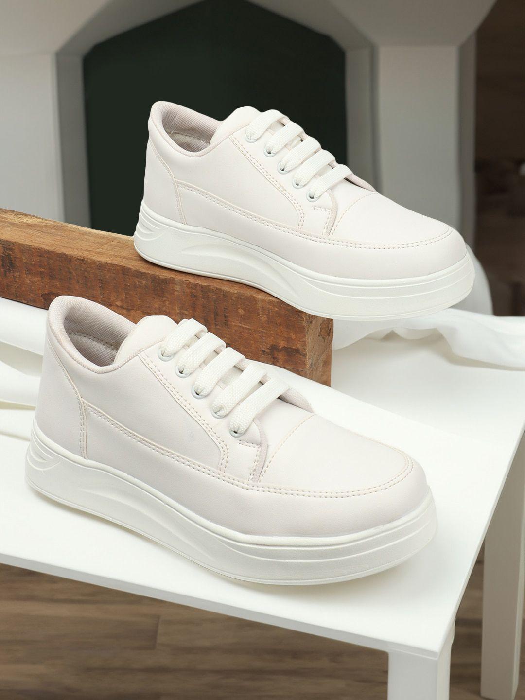 the roadster lifestyle co. women white comfort insole flatform sneakers