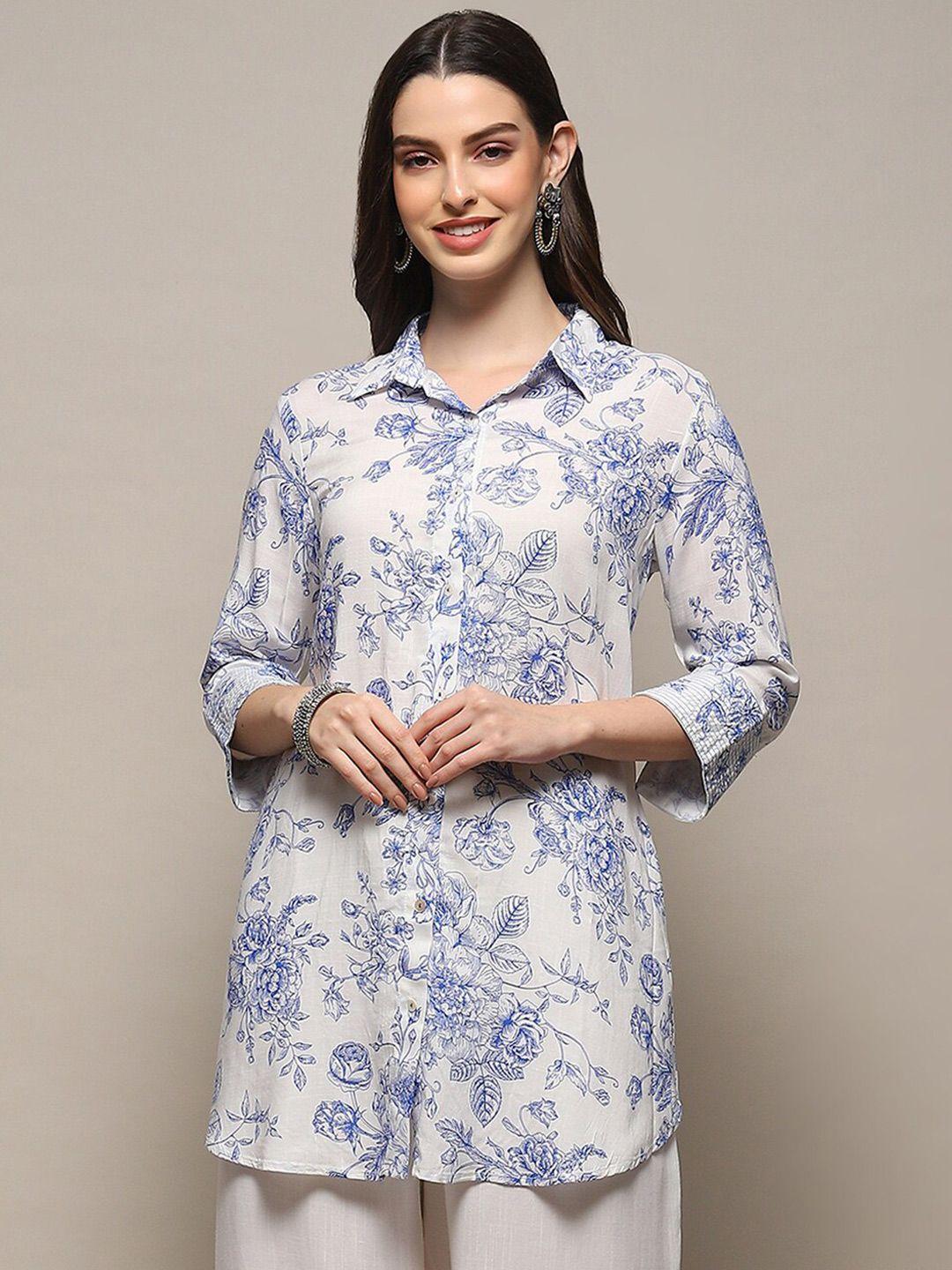 biba floral printed shirt collar a-line kurti