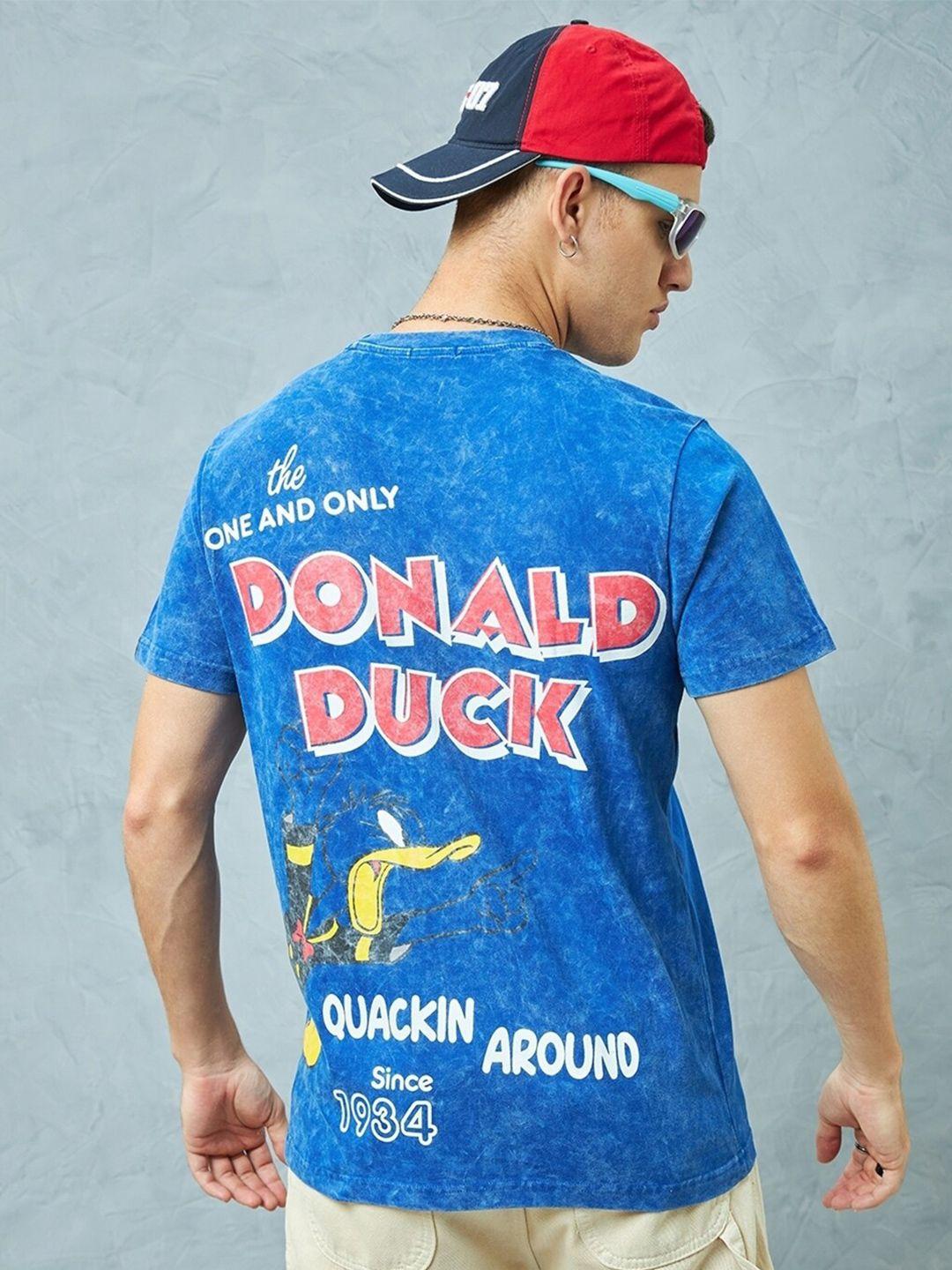 bewakoof blue donald duck printed pure cotton t-shirt