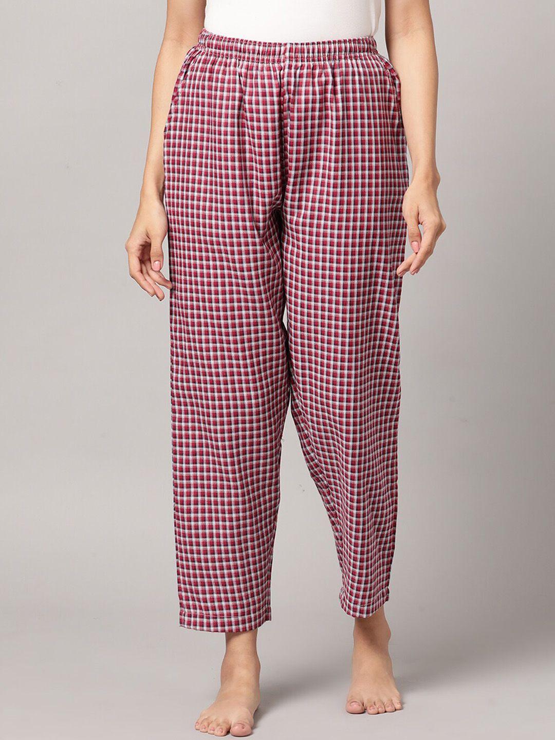 kryptic women checked pure cotton breathable lounge pants