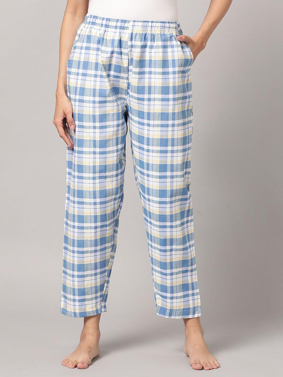 kryptic women checked pure cotton lounge pants