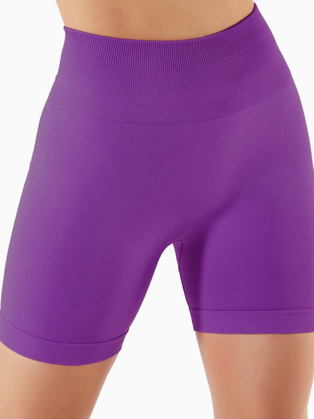 lulu & sky women slim fit high-rise seamless yoga sports shorts