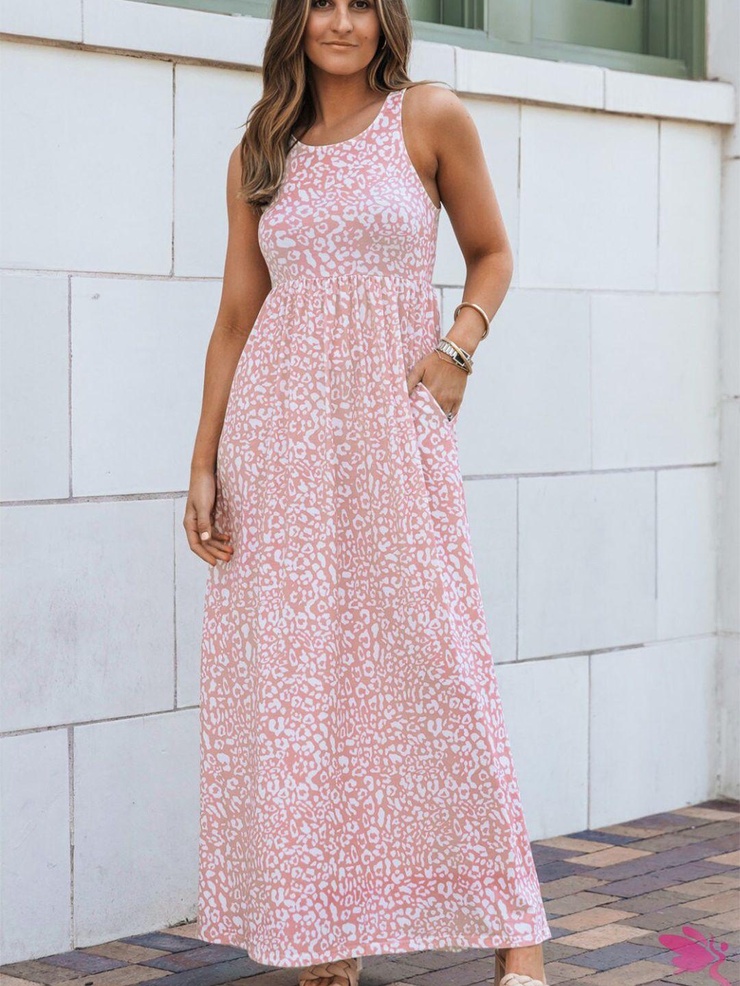 stylecast pink animal printed fit & flare maxi dress