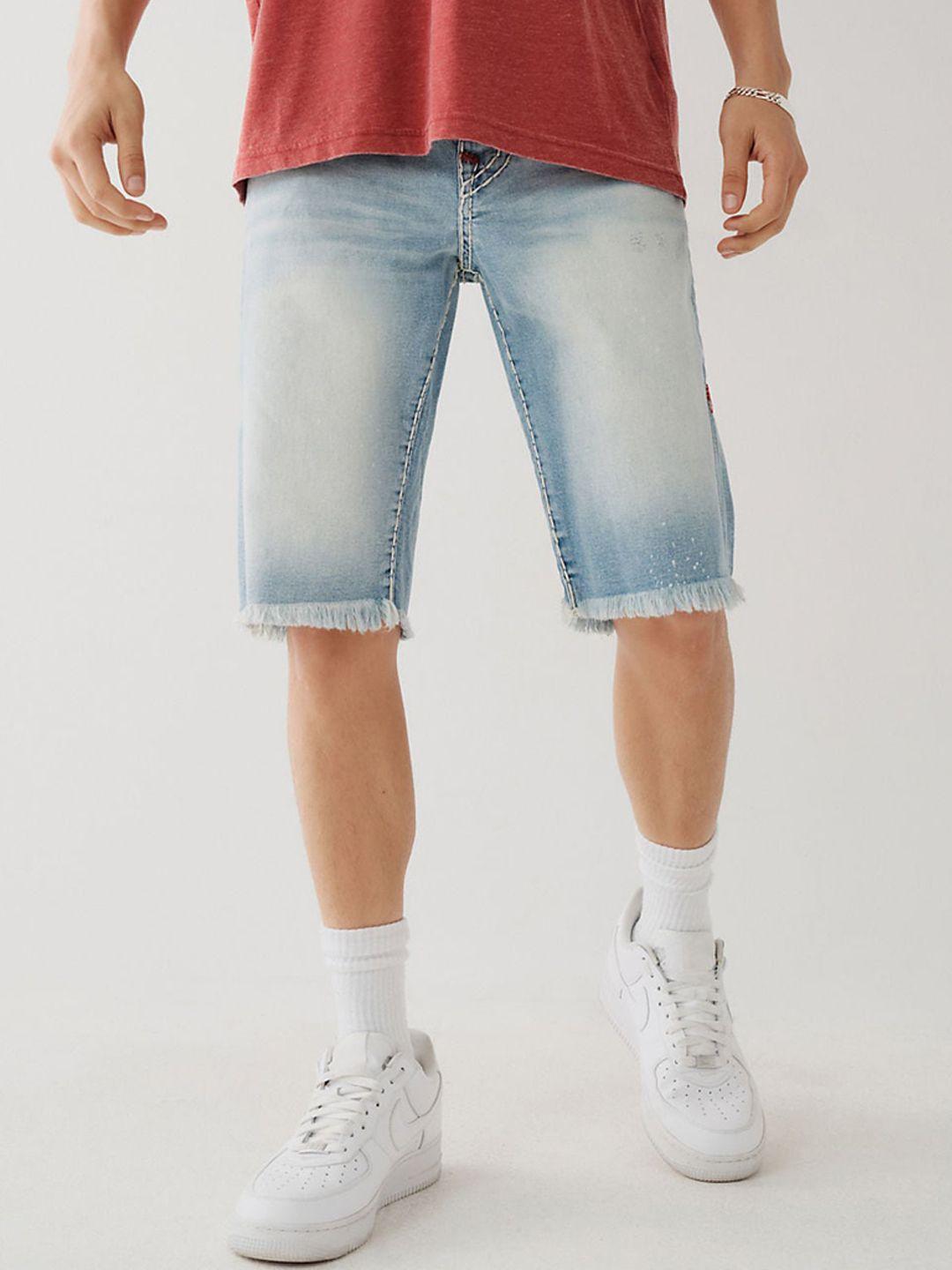 true religion men washed denim shorts