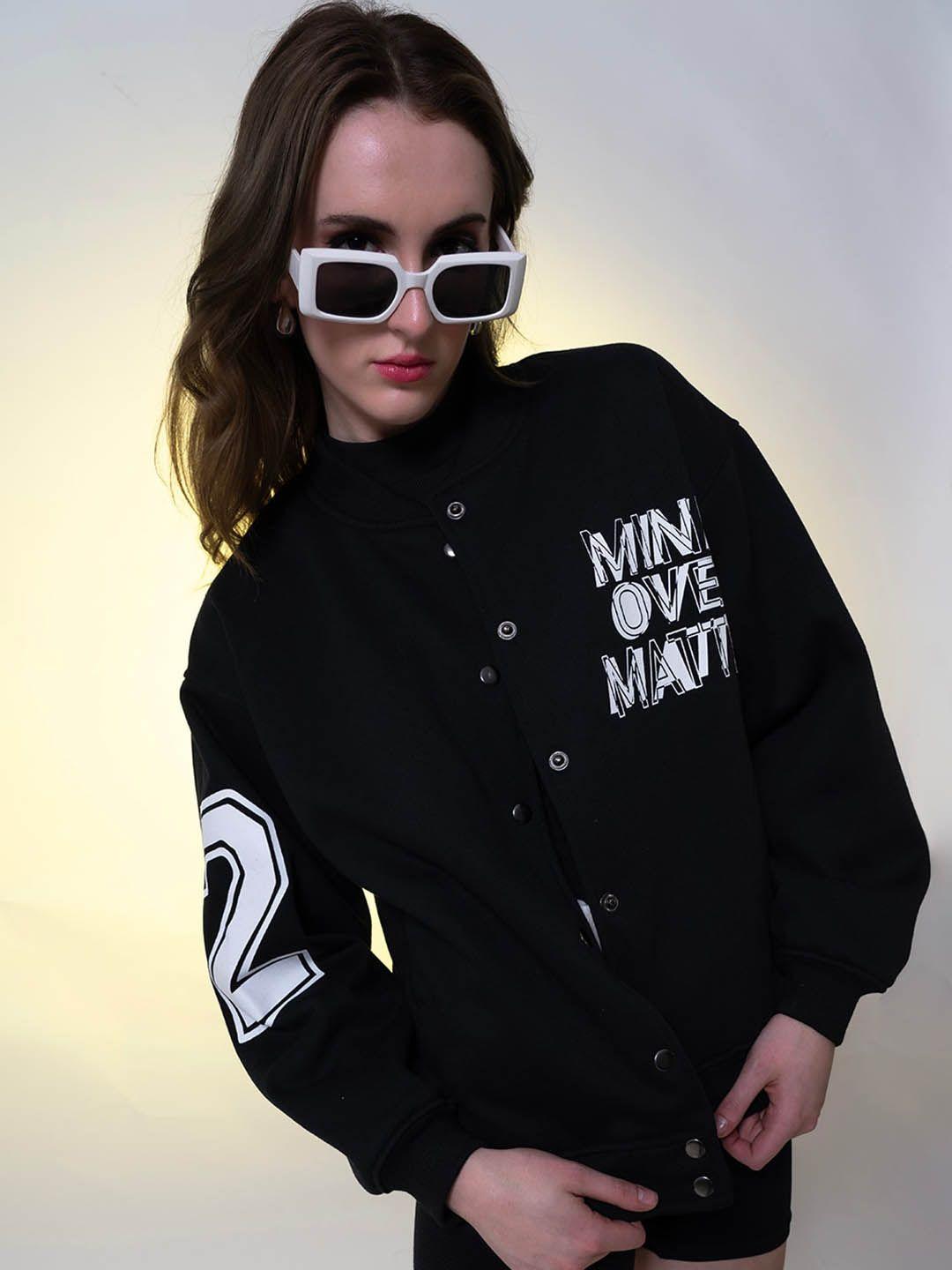 stylecast x hersheinbox women black fleece long sleeves varsity jacket