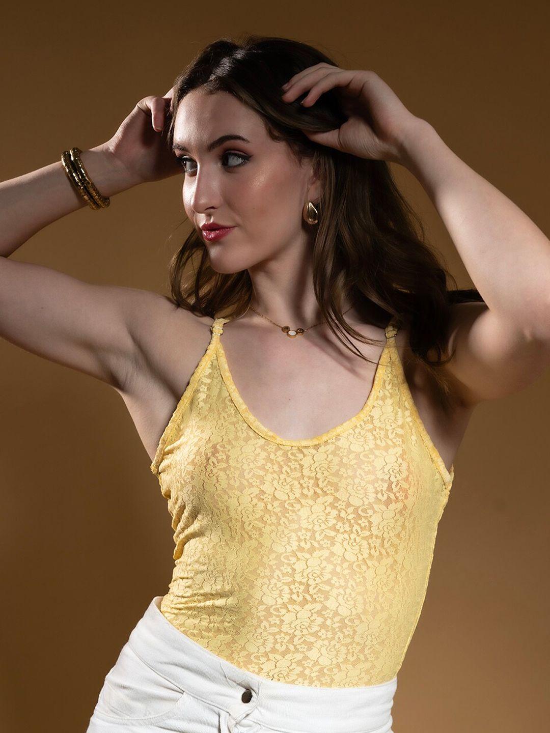 stylecast x hersheinbox yellow lace top