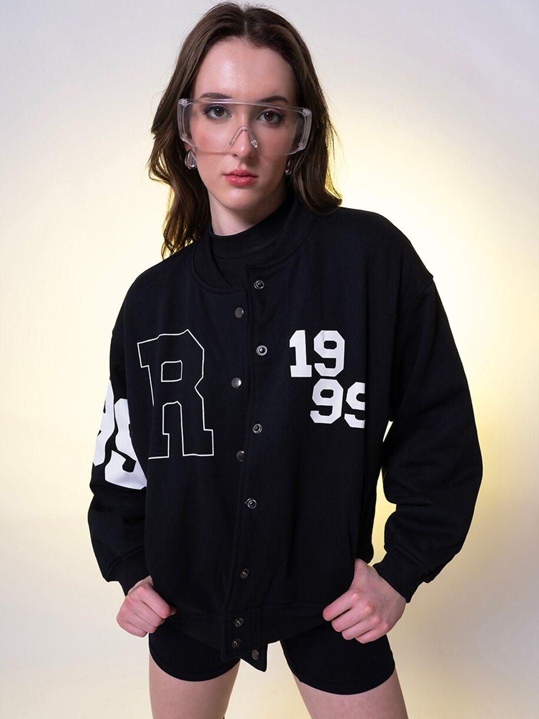 stylecast x hersheinbox women black fleece long sleeves varsity jacket