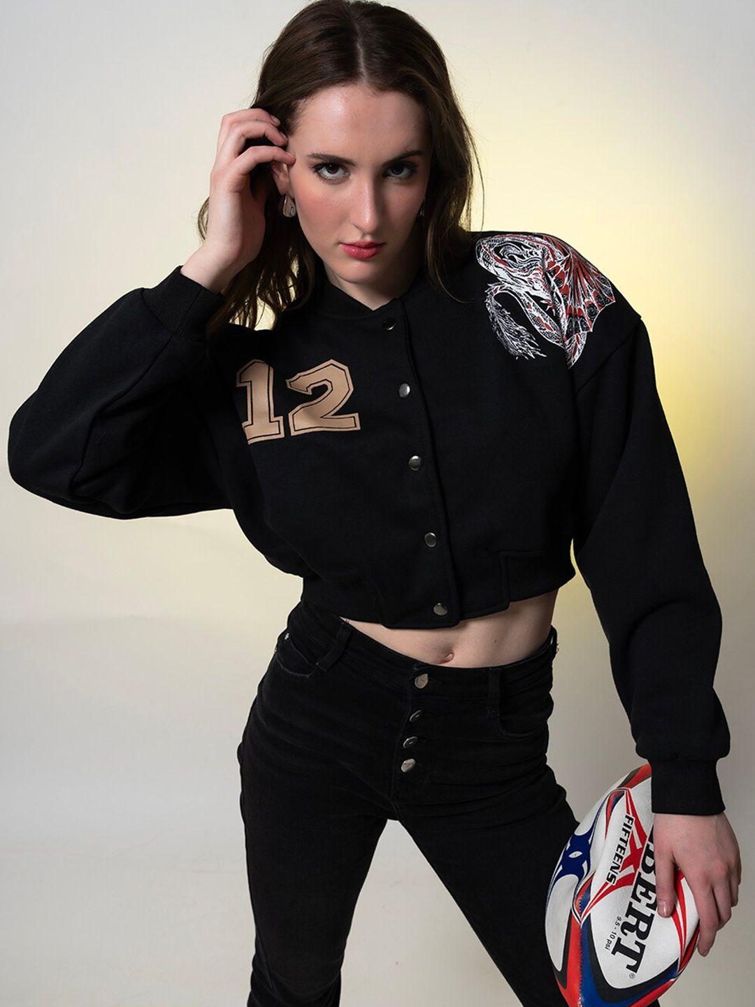 stylecast x hersheinbox women black fleece long sleeves varsity jacket