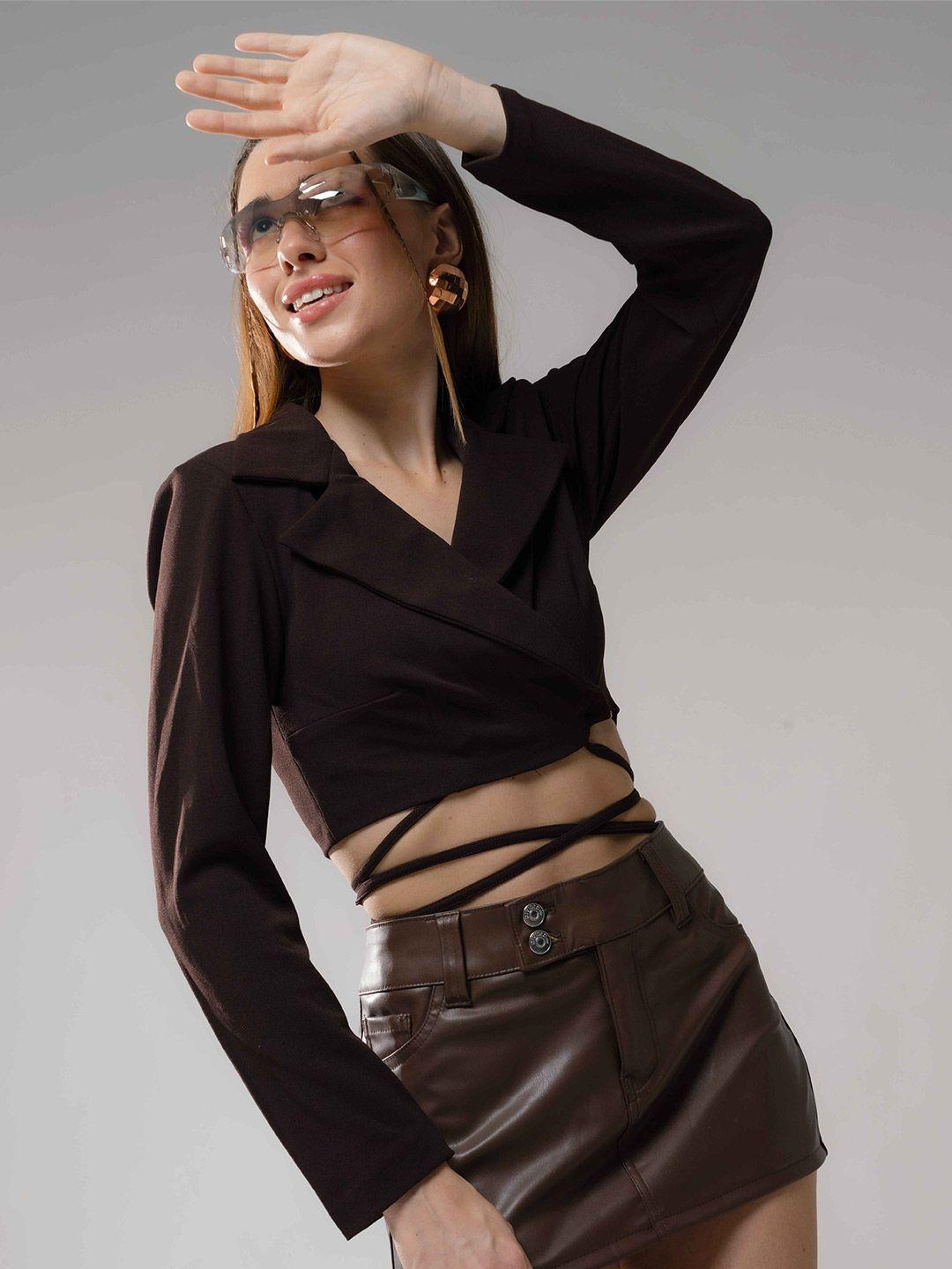 stylecast x hersheinbox brown scuba top