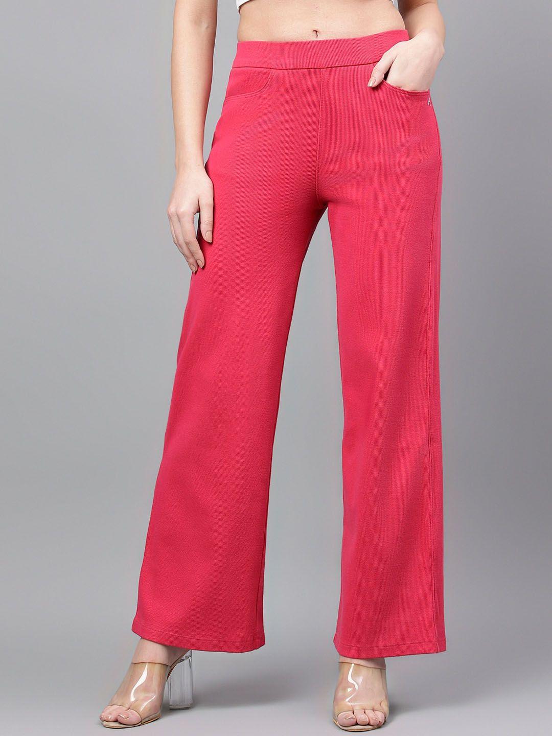 xpose women pink comfort high-rise trousers