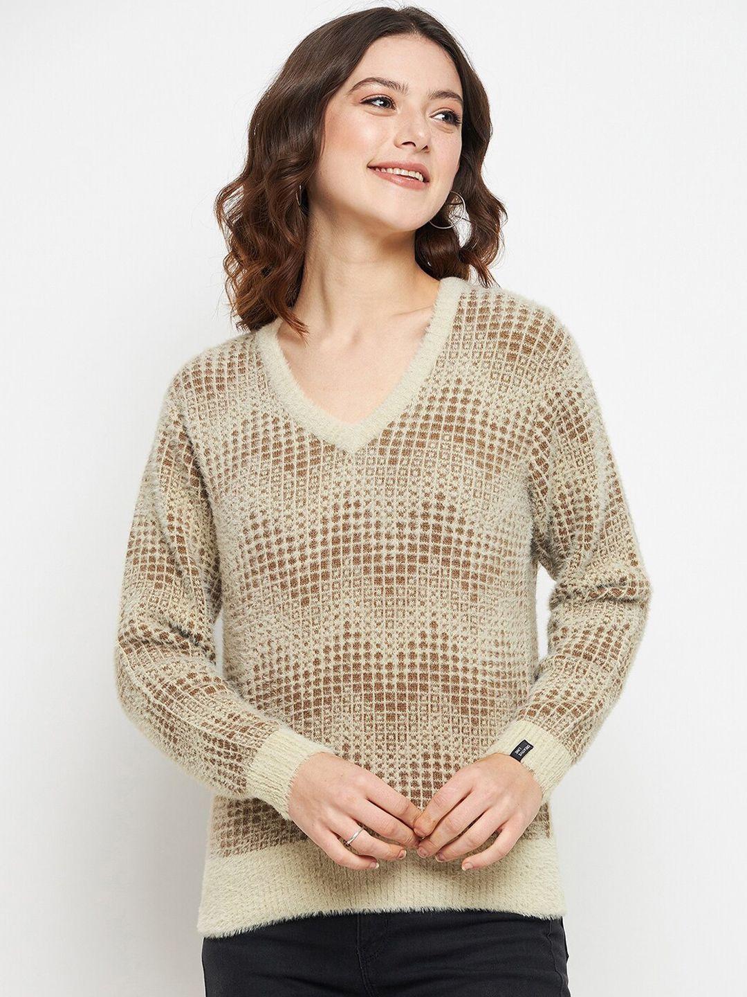 creative line beige woollen longline top