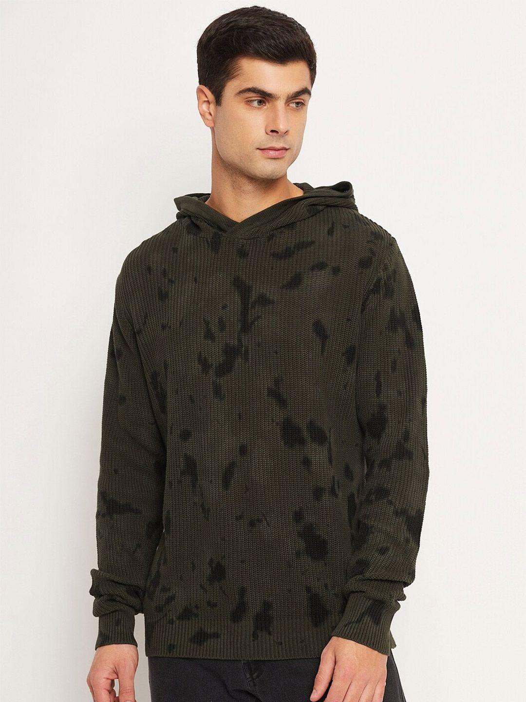 club york abstract printed hooded acrylic pullover sweater