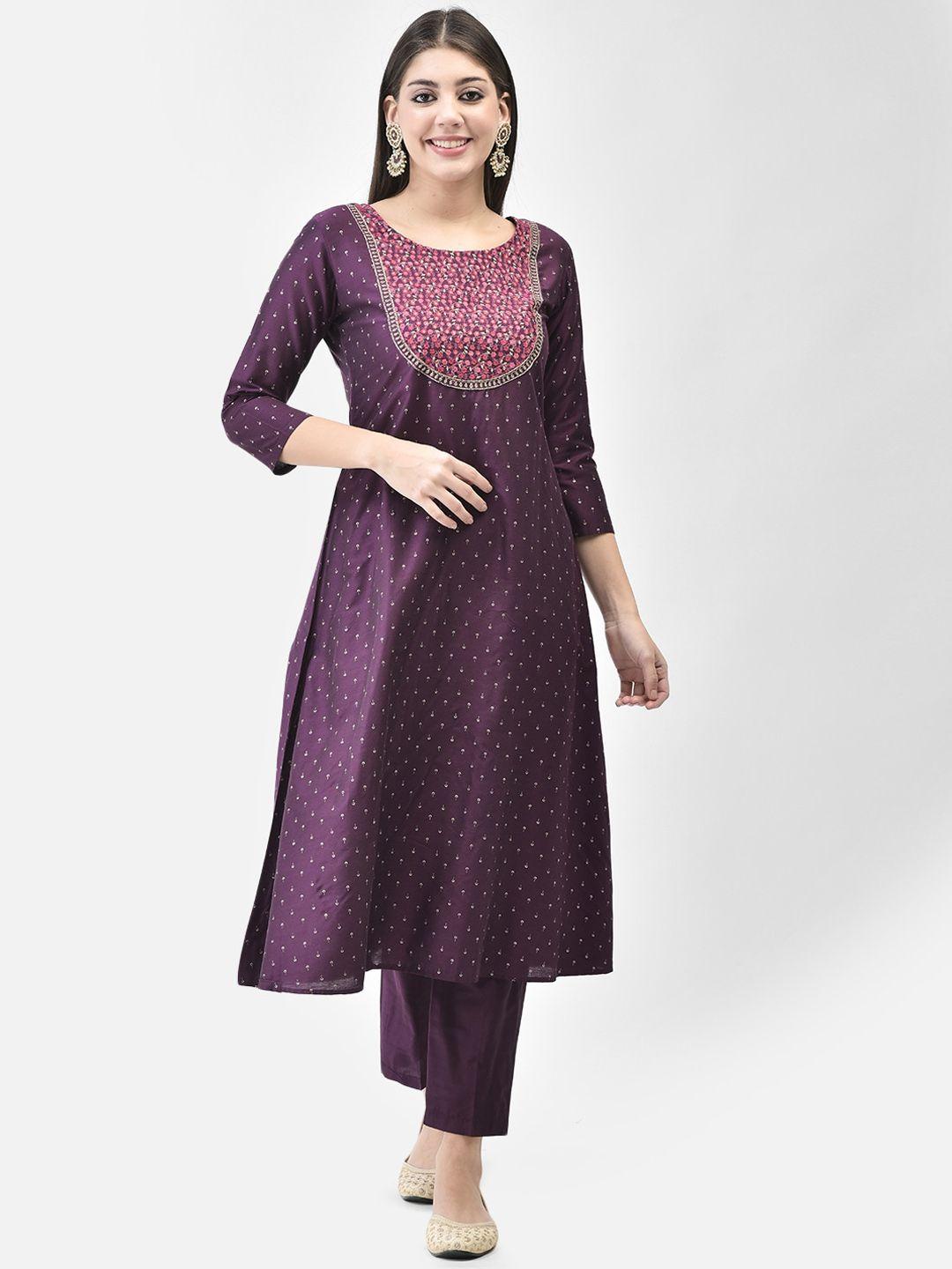 span women purple printed kurta