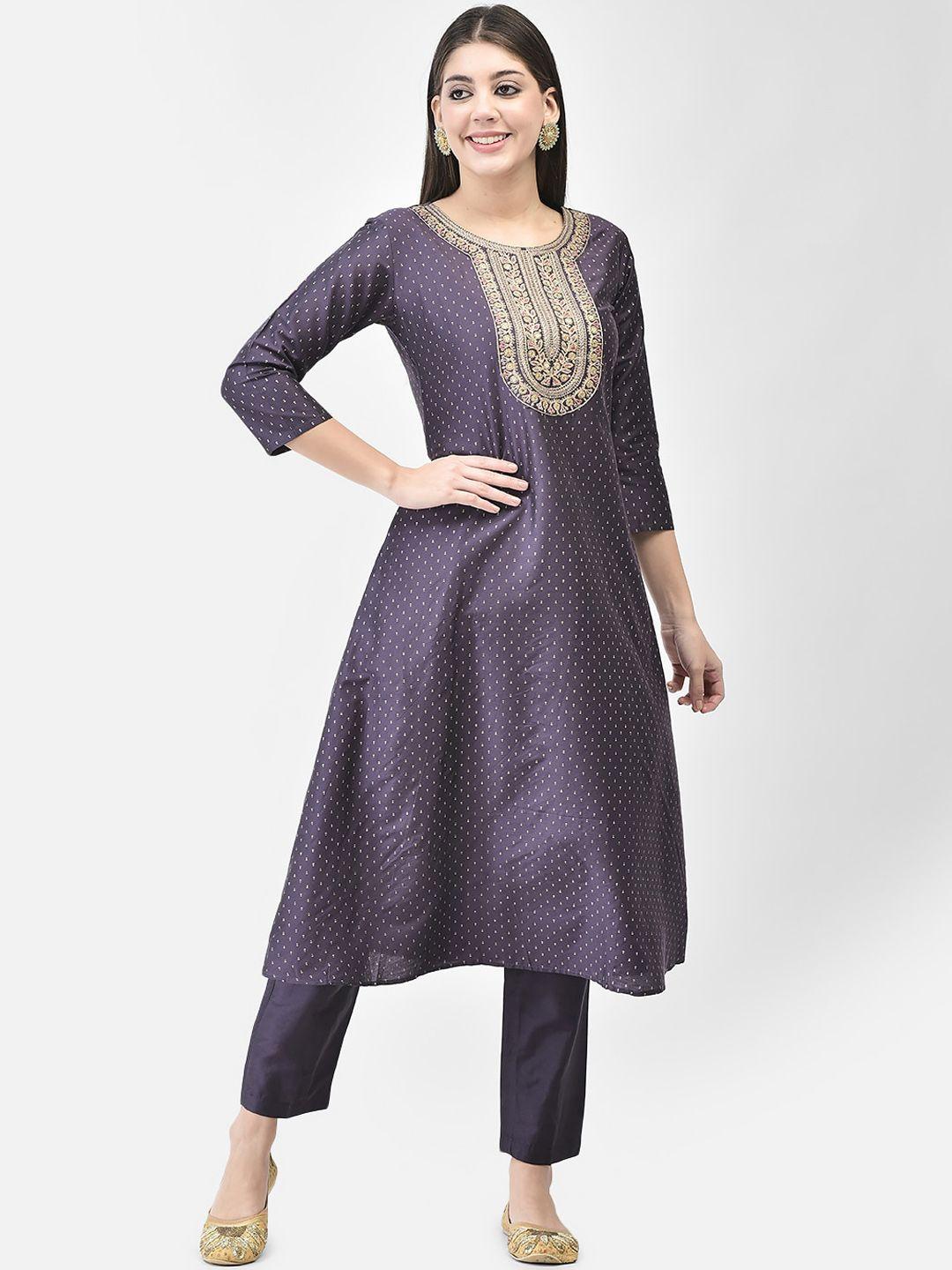 span women purple printed kurta