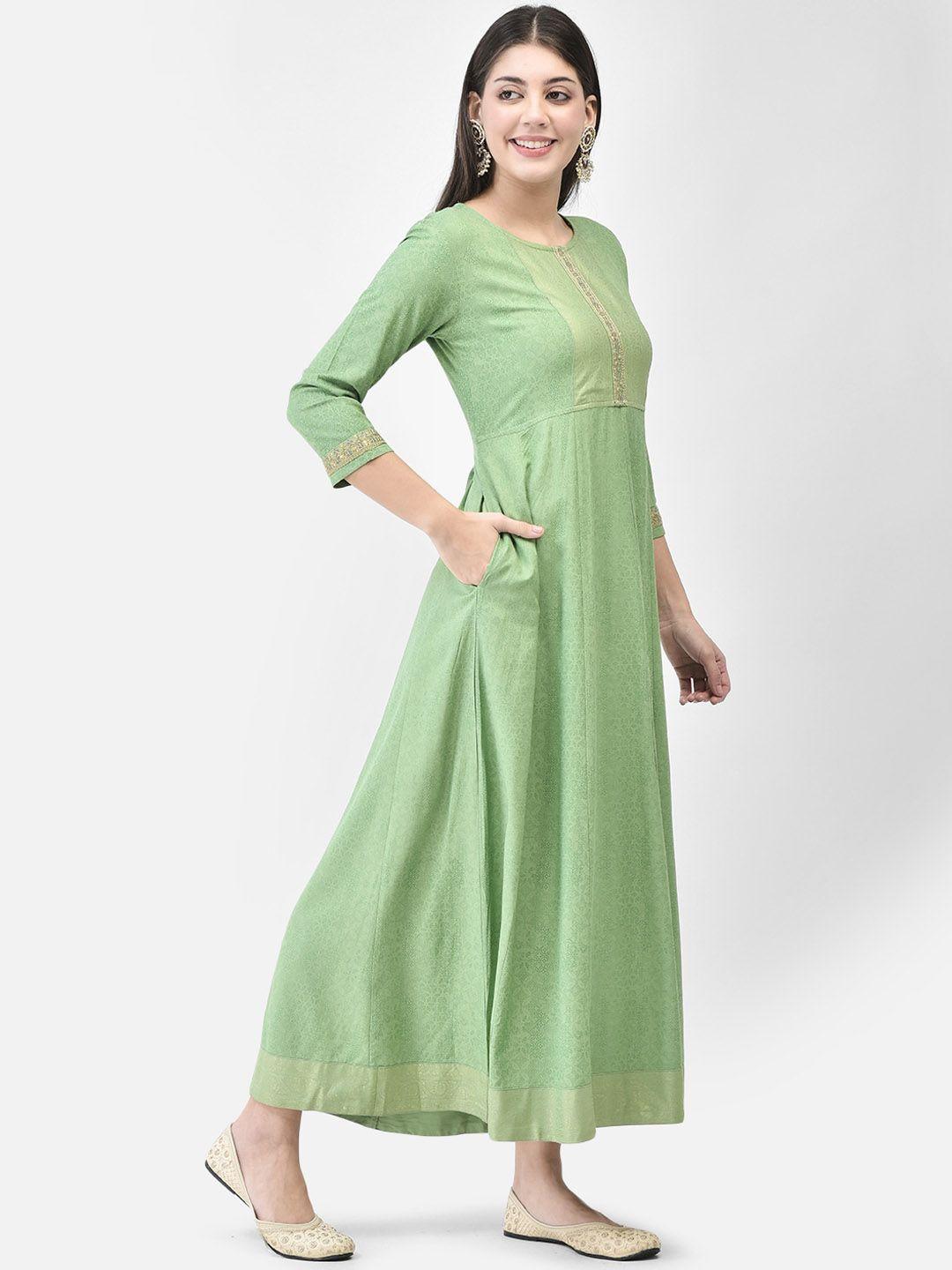 span women green printed kurta