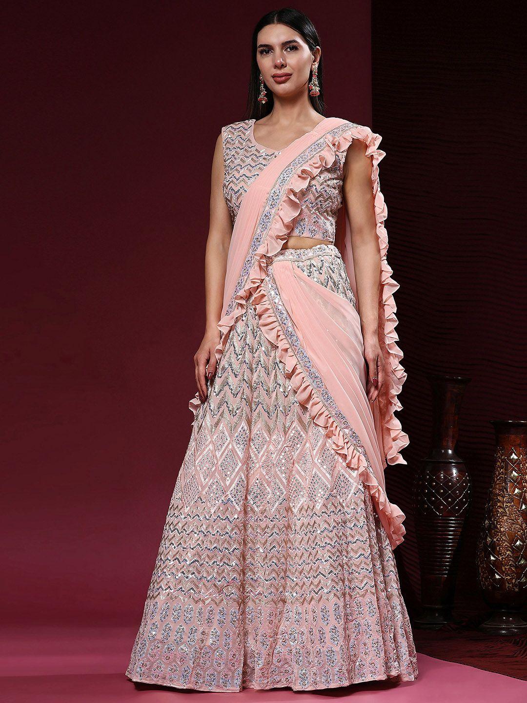 phenav peach-coloured ready to wear lehenga & blouse