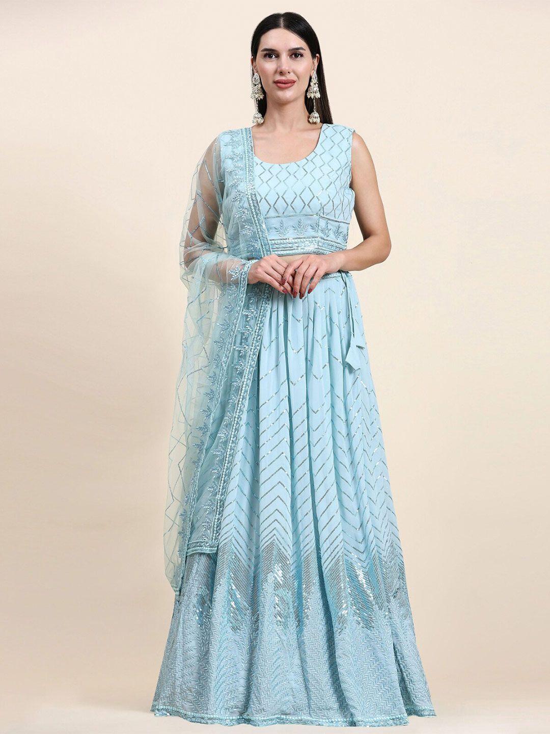 phenav turquoise blue ready to wear lehenga & blouse