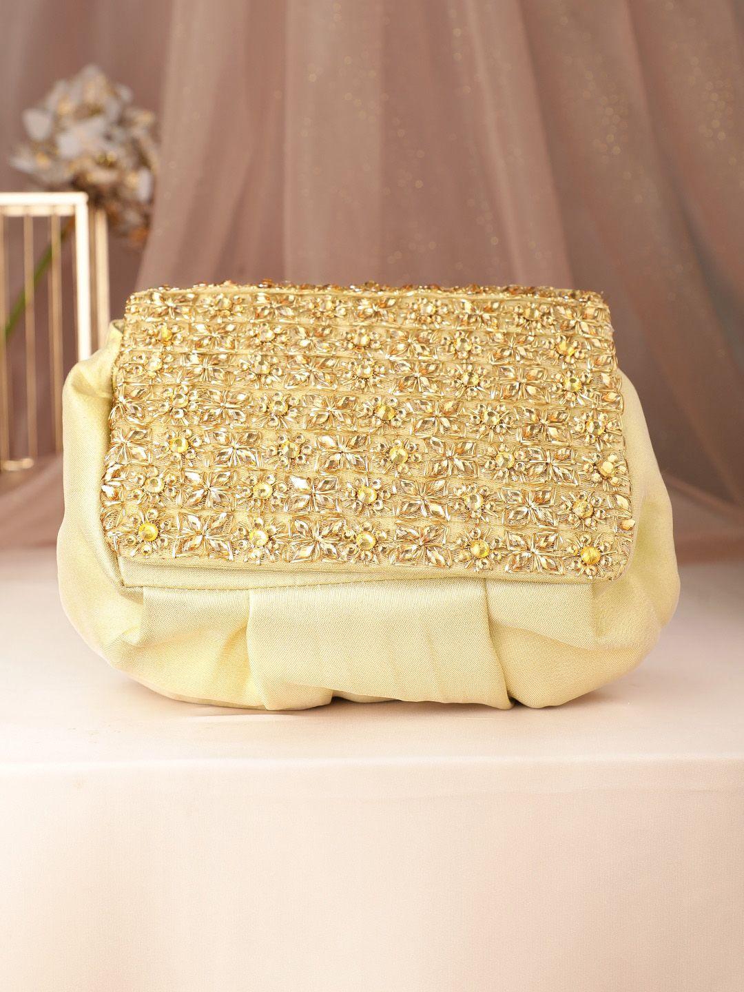 rubans gold-toned embellished structured handheld bag