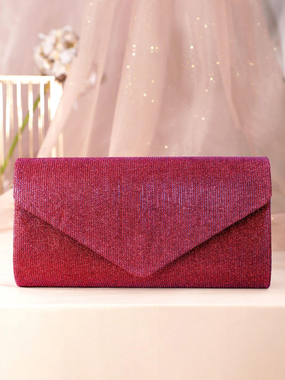 rubans red embellished structured handheld bag