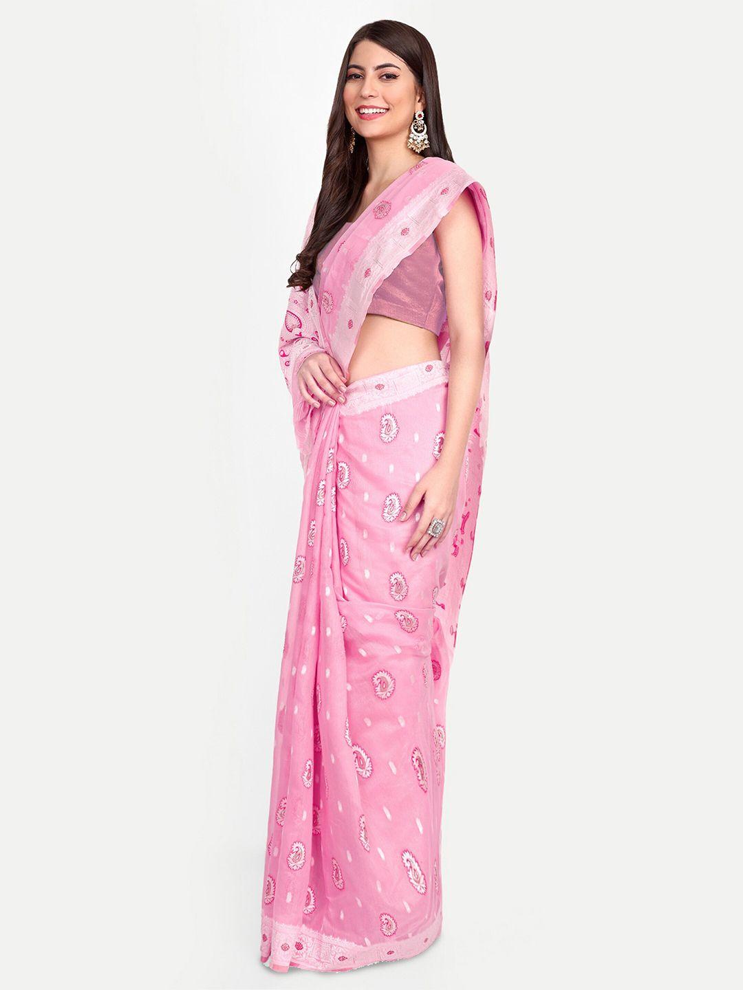 jinal & jinal pink paisley chanderi saree