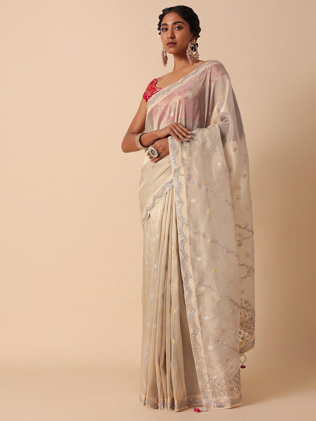 kalki fashion ethnic motifs embroidered sequinned detailed saree