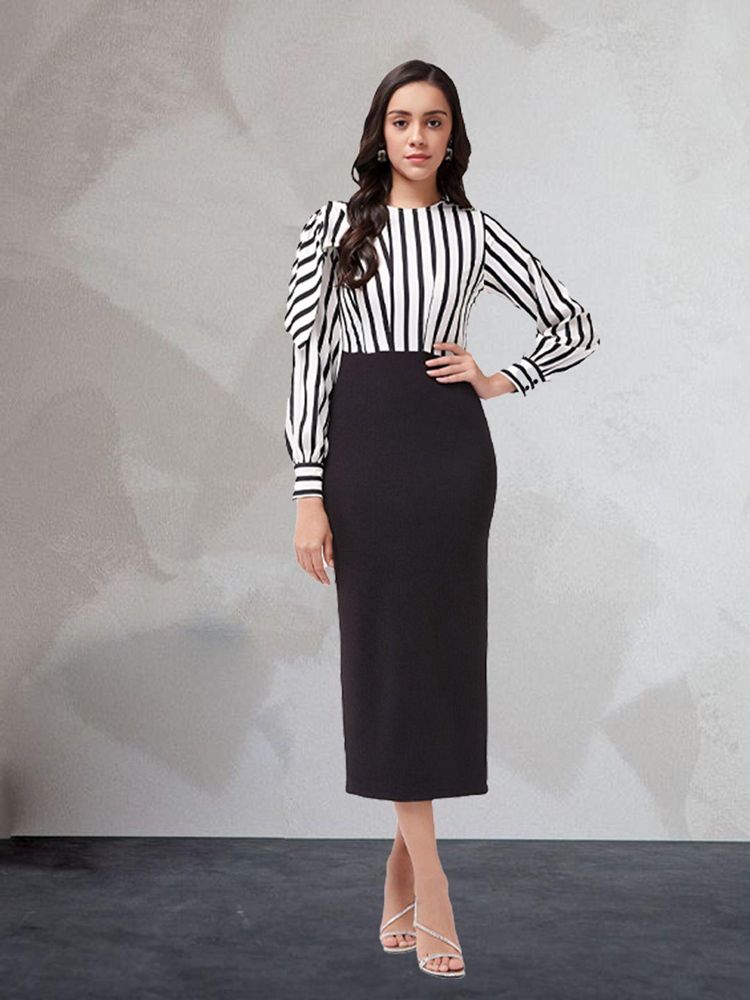 n n enterprise striped sheath midi dress